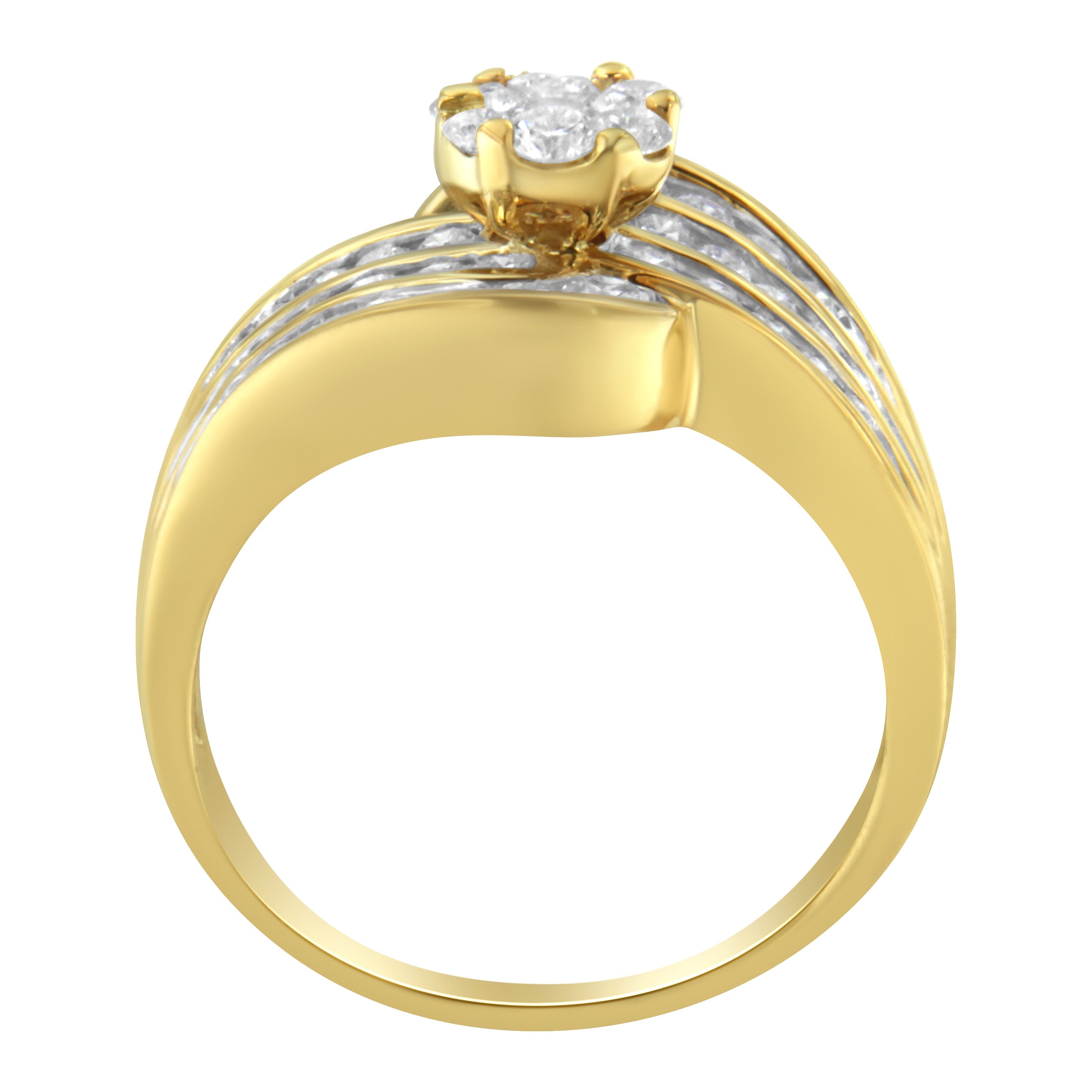 14K Yellow Gold Diamond Cocktail Bypass Ring 1 1/2 Cttw, H-I Color, SI2-I1 Clarity - Size 7 on sale at MyriadMart
