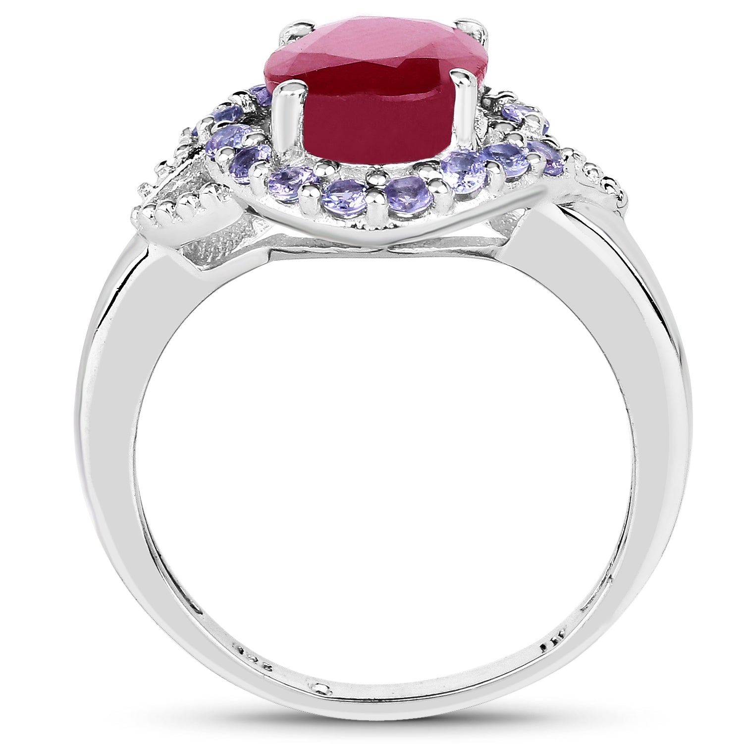 4.03 Carat Genuine Glass Filled Ruby & Tanzanite .925 Sterling Silver Ring on sale at MyriadMart