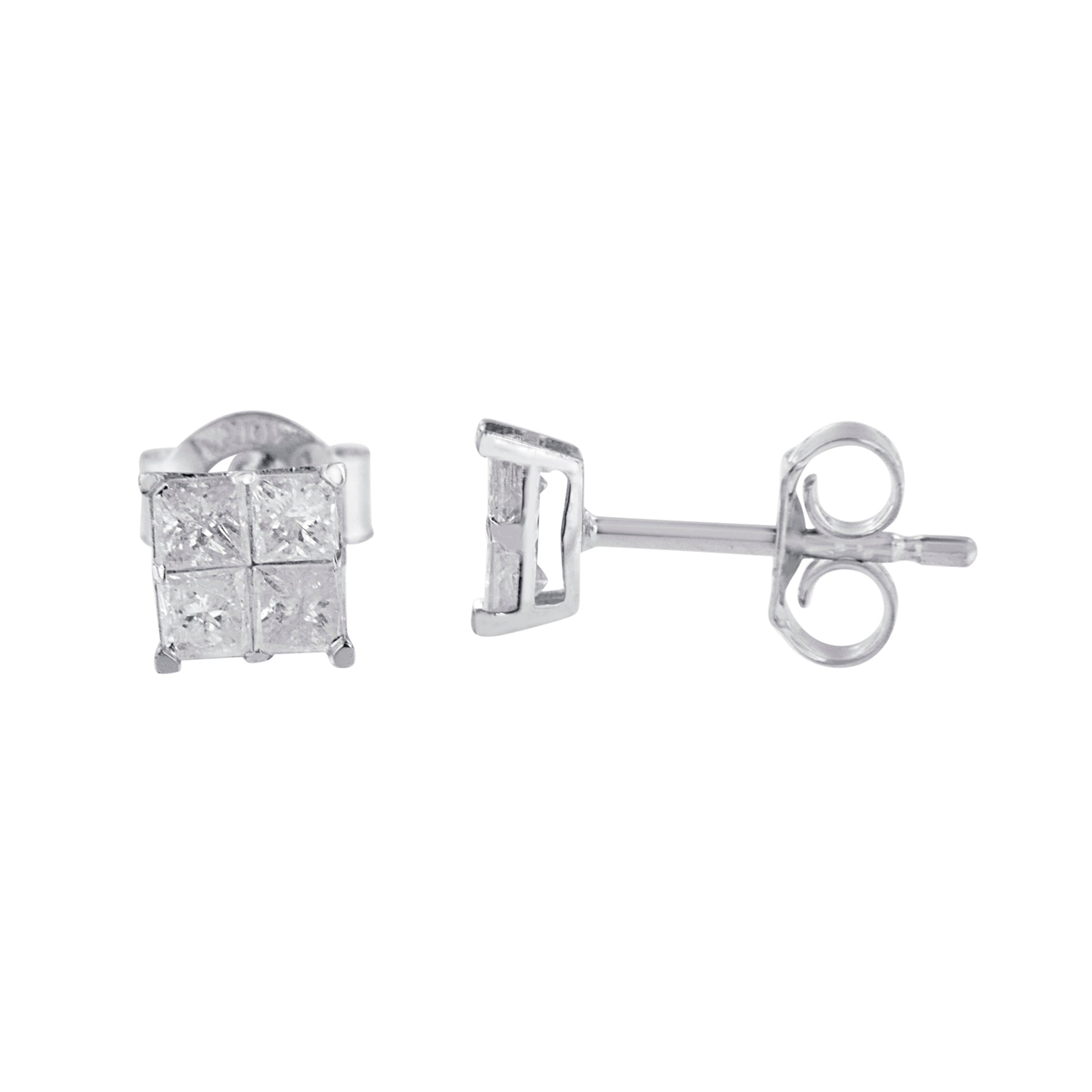 10k White Gold Diamond Stud Earrings 0.60 cttw, I-J Color, I2-I3 Clarity on sale at MyriadMart