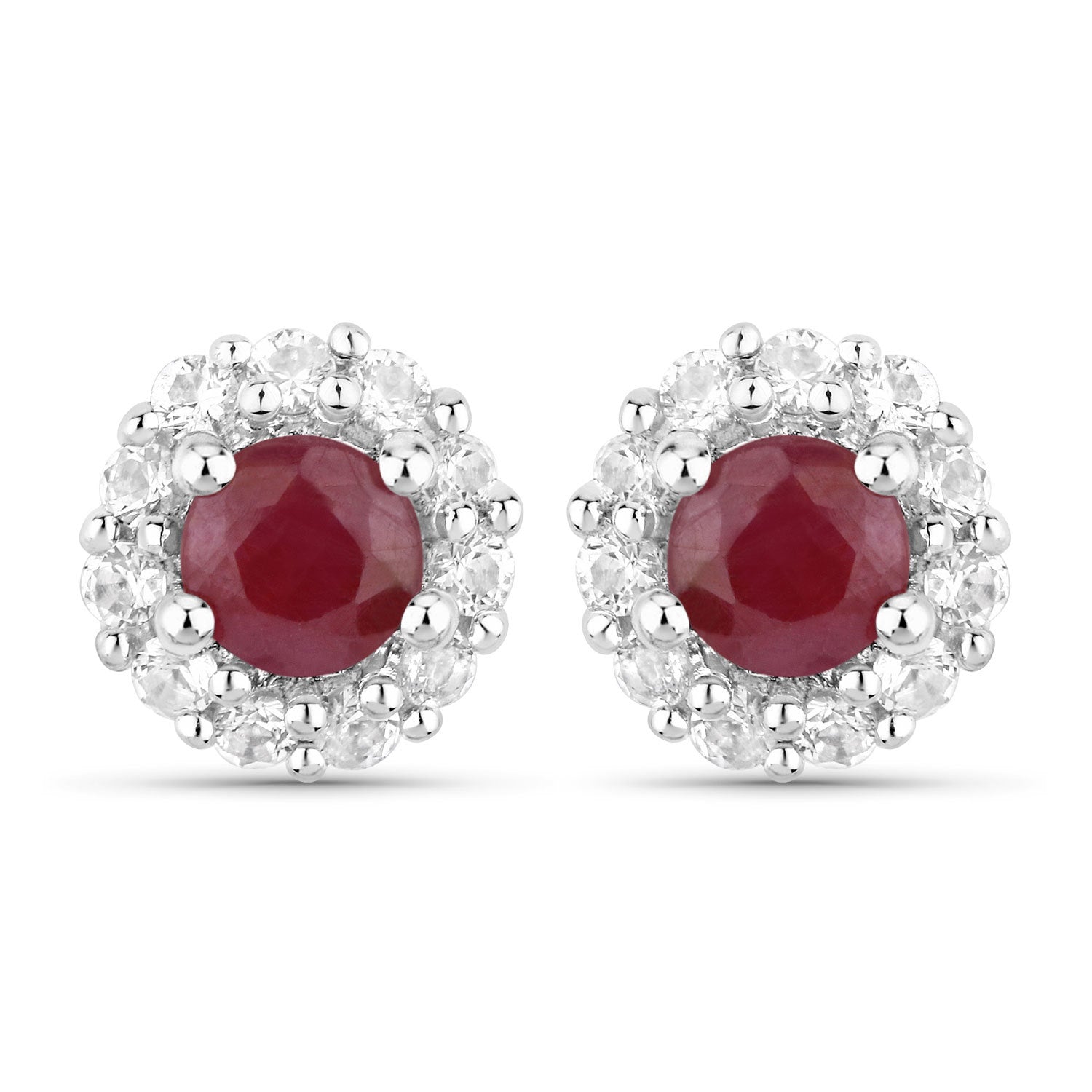 2.17 Carat Genuine Ruby and White Topaz .925 Sterling Silver Jewelry Set on sale at MyriadMart