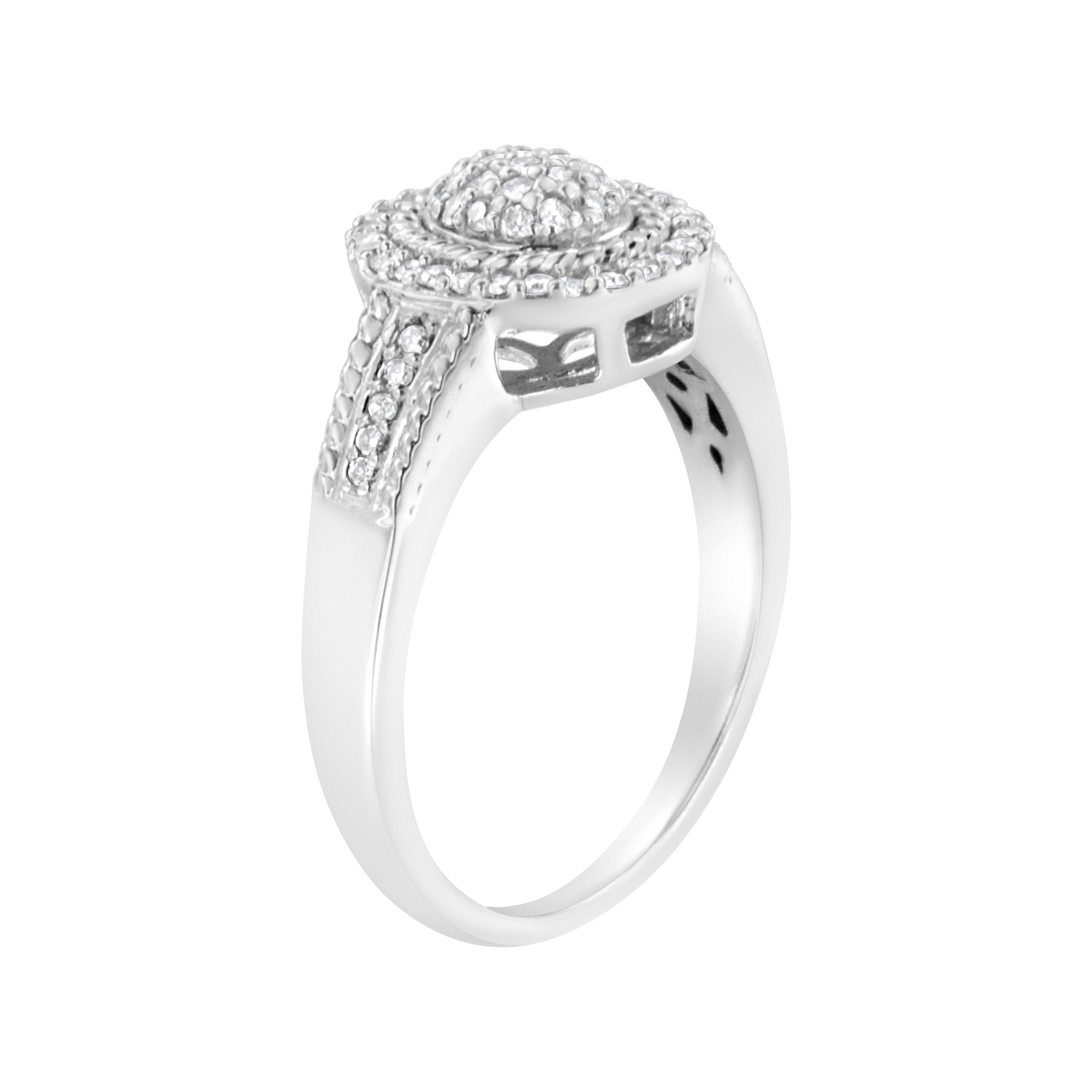 .925 Sterling Silver 1/3 Cttw Pave Set Round-Cut Diamond Braided Halo Cocktail Ring I-J Color, I2-I3 Clarity - Size 7 on sale at MyriadMart