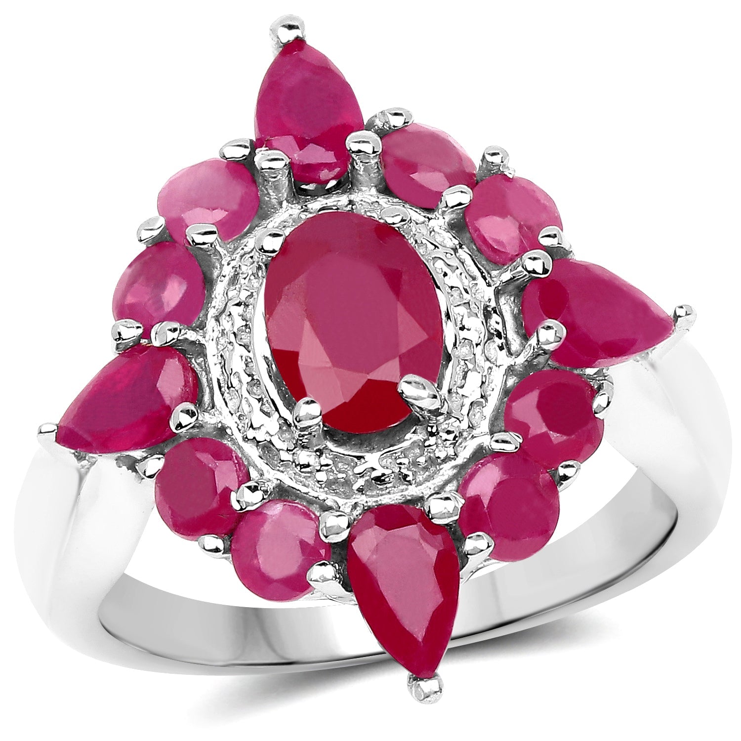 3.04 Carat Glass Filled Ruby .925 Sterling Silver Ring on sale at MyriadMart