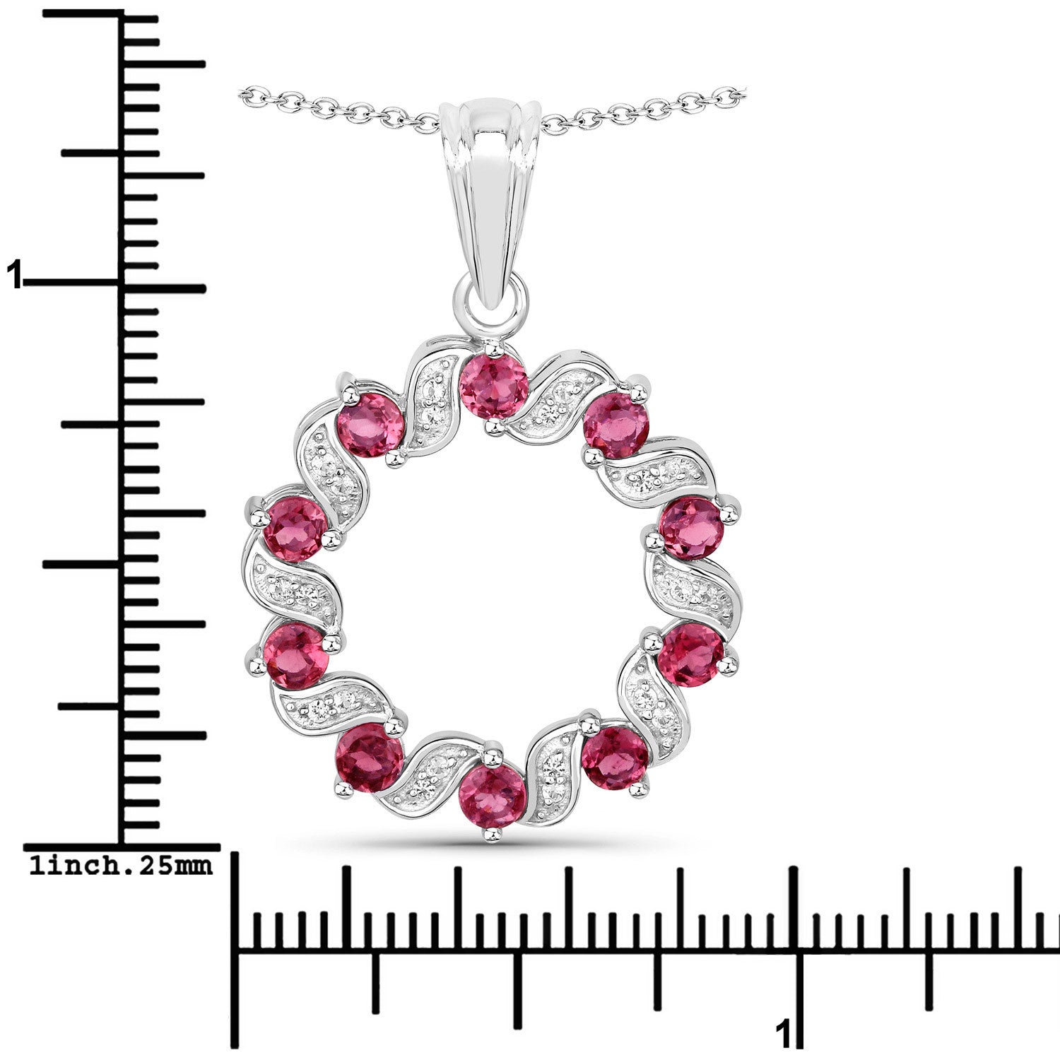 1.30 Carat Genuine Pink Tourmaline and White Topaz .925 Sterling Silver Pendant on sale at MyriadMart