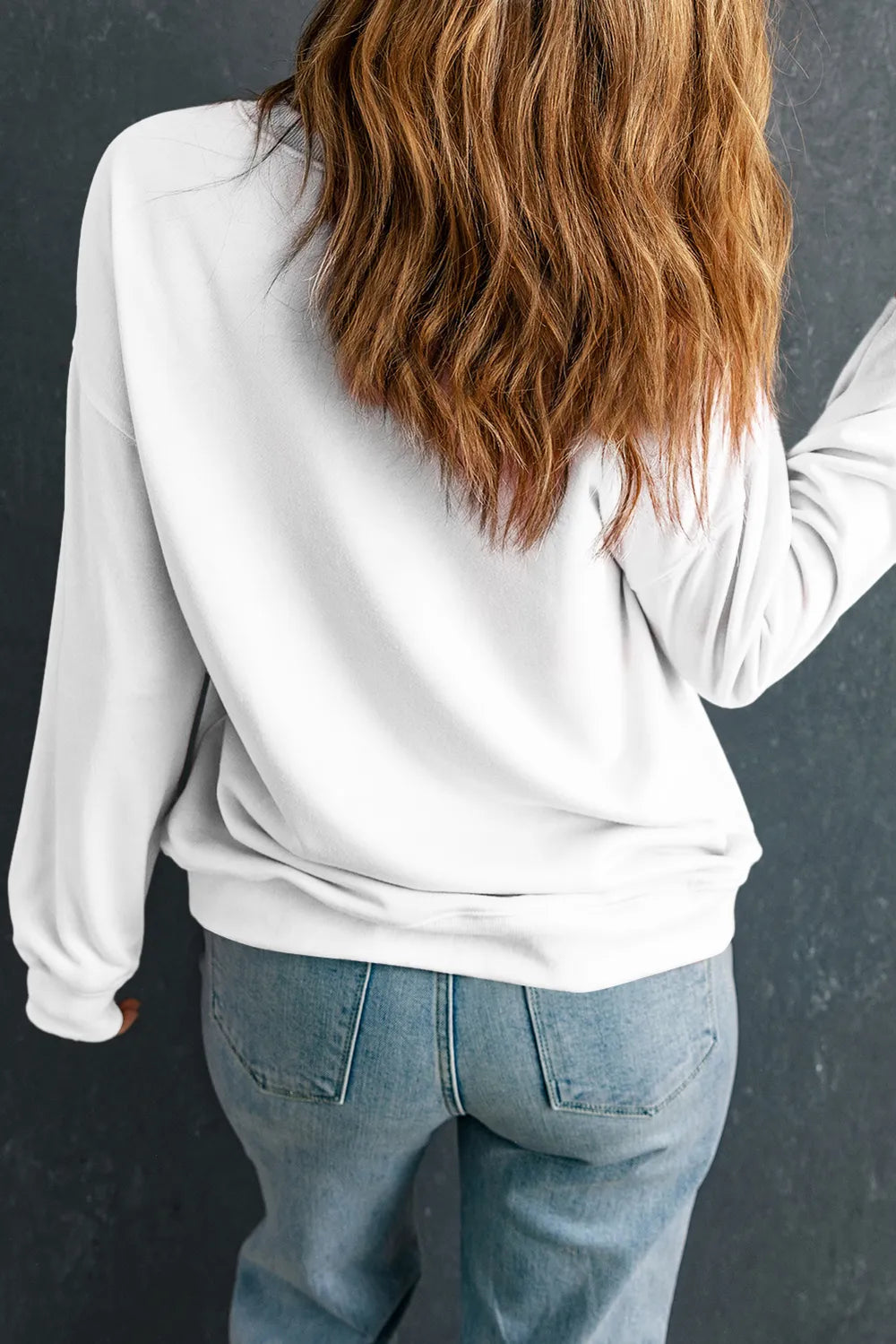 Letter Graphic Round Neck Long Sleeve Sweatshirt - MyriadMart