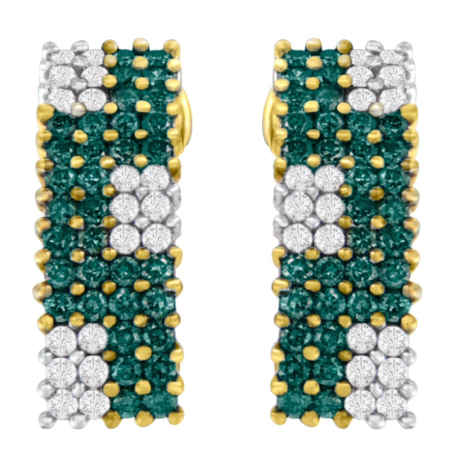 14K Yellow Gold 2 cttw White and Treated Blue Diamond Earrings H-I, SI1-SI2 on sale at MyriadMart