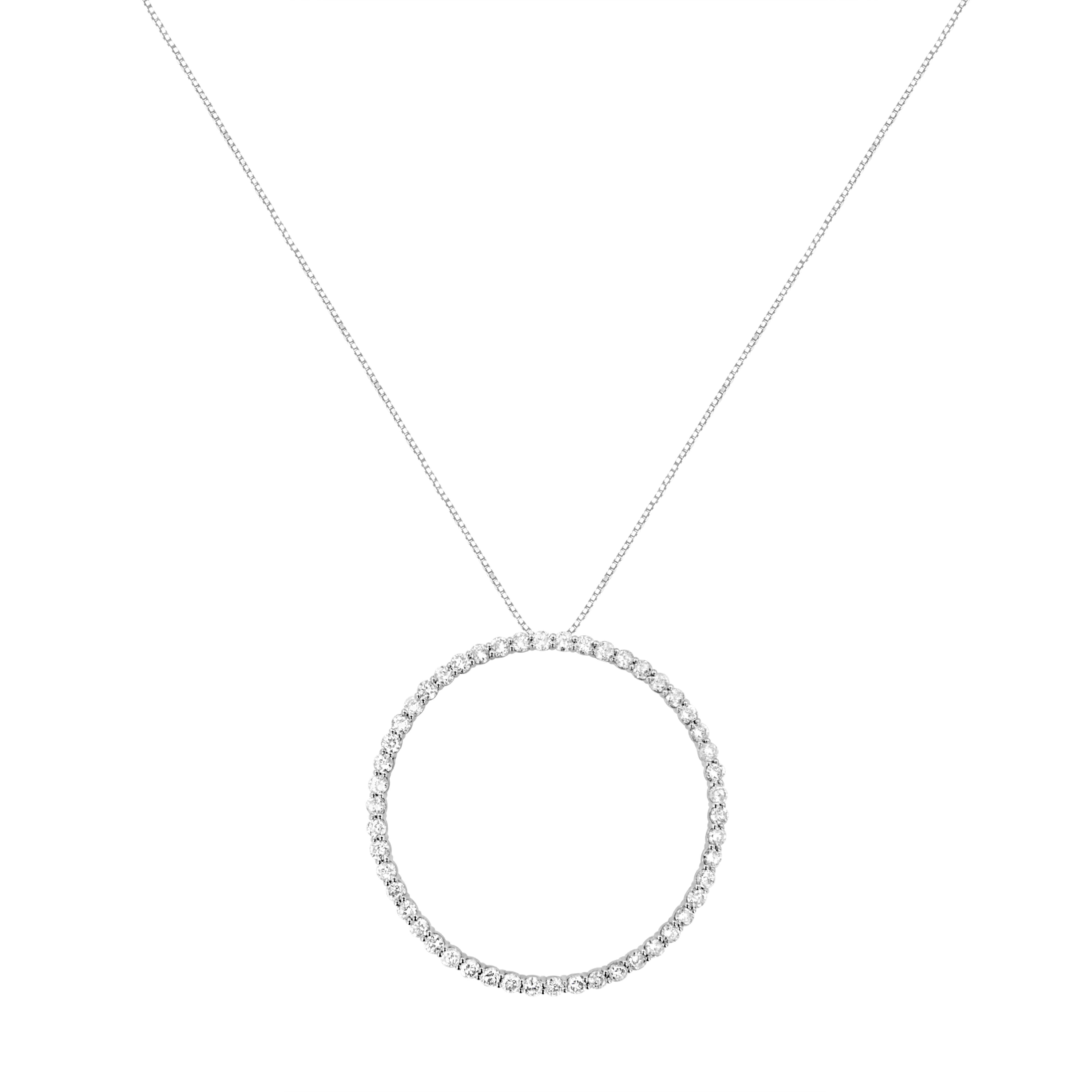 .925 Sterling Silver 4 cttw Prong Set, Round-Cut Diamond Open Circle Hoop 18" Pendant Necklace J-K Color, I1-I2 Clarity on sale at MyriadMart