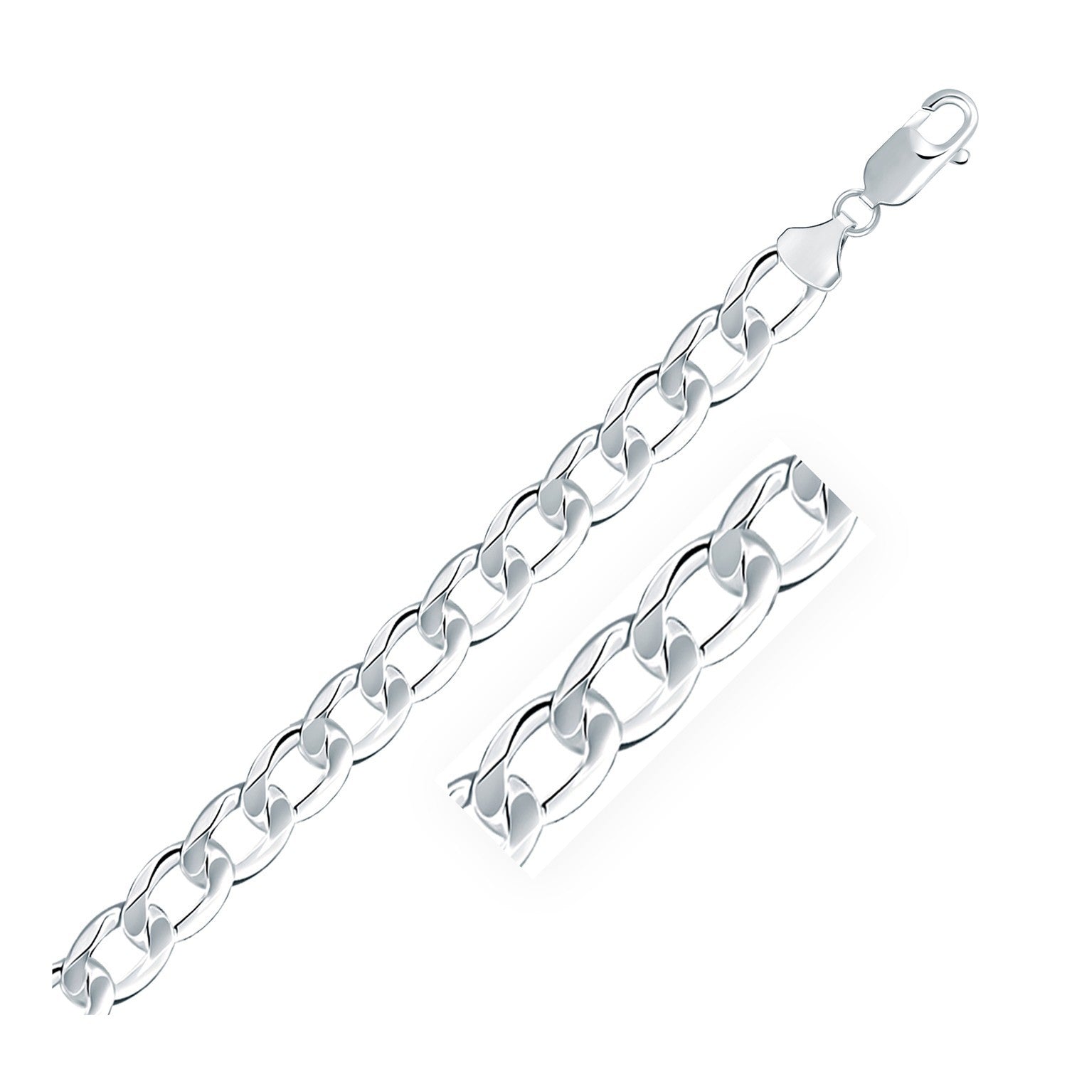 Rhodium Plated 8.4mm Sterling Silver Curb Style Chain on sale at MyriadMart