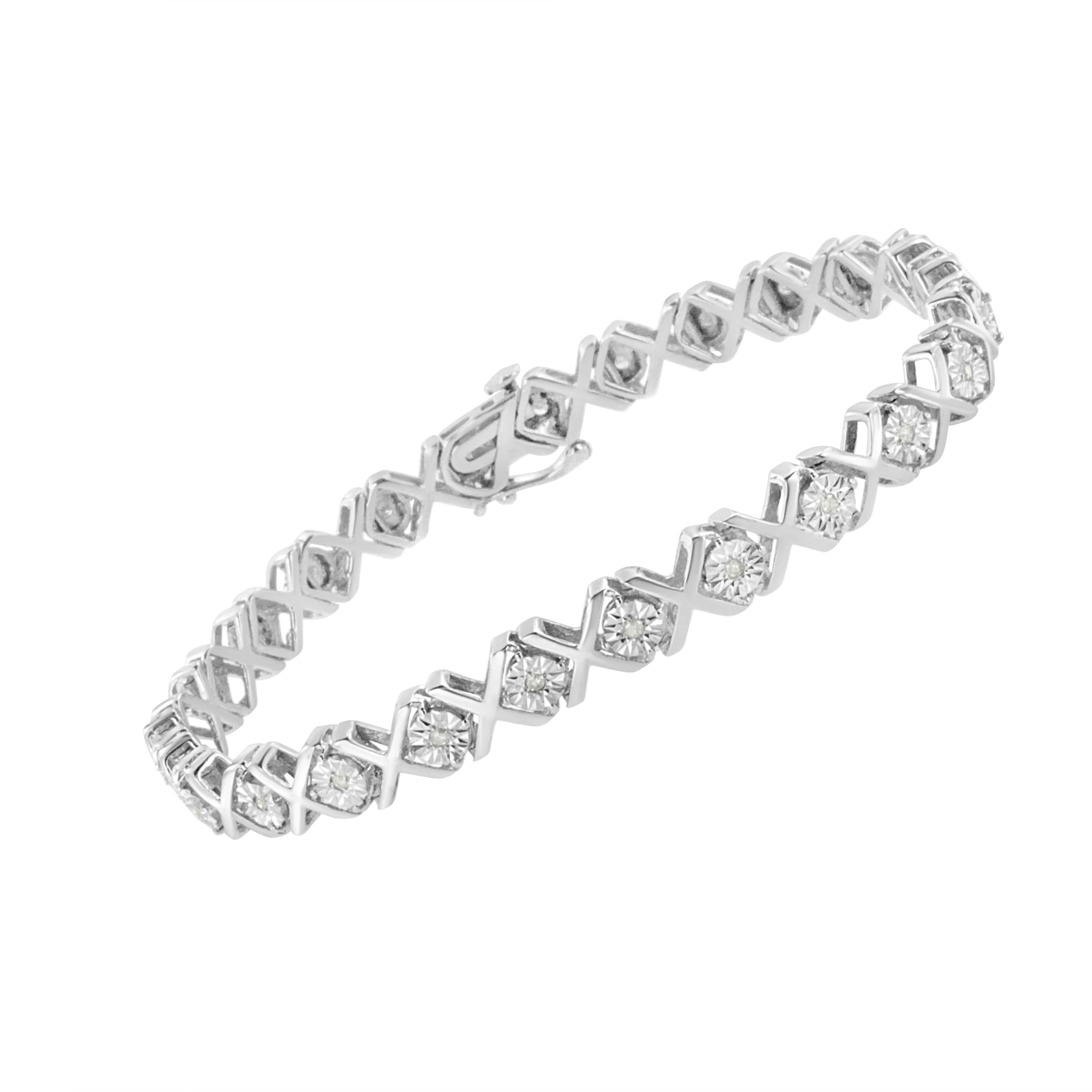 .925 Sterling Silver 1/4 Cttw Miracle Set Diamond "X" Link Bracelet I-J Color, I3 Clarity - 7.25" on sale at MyriadMart