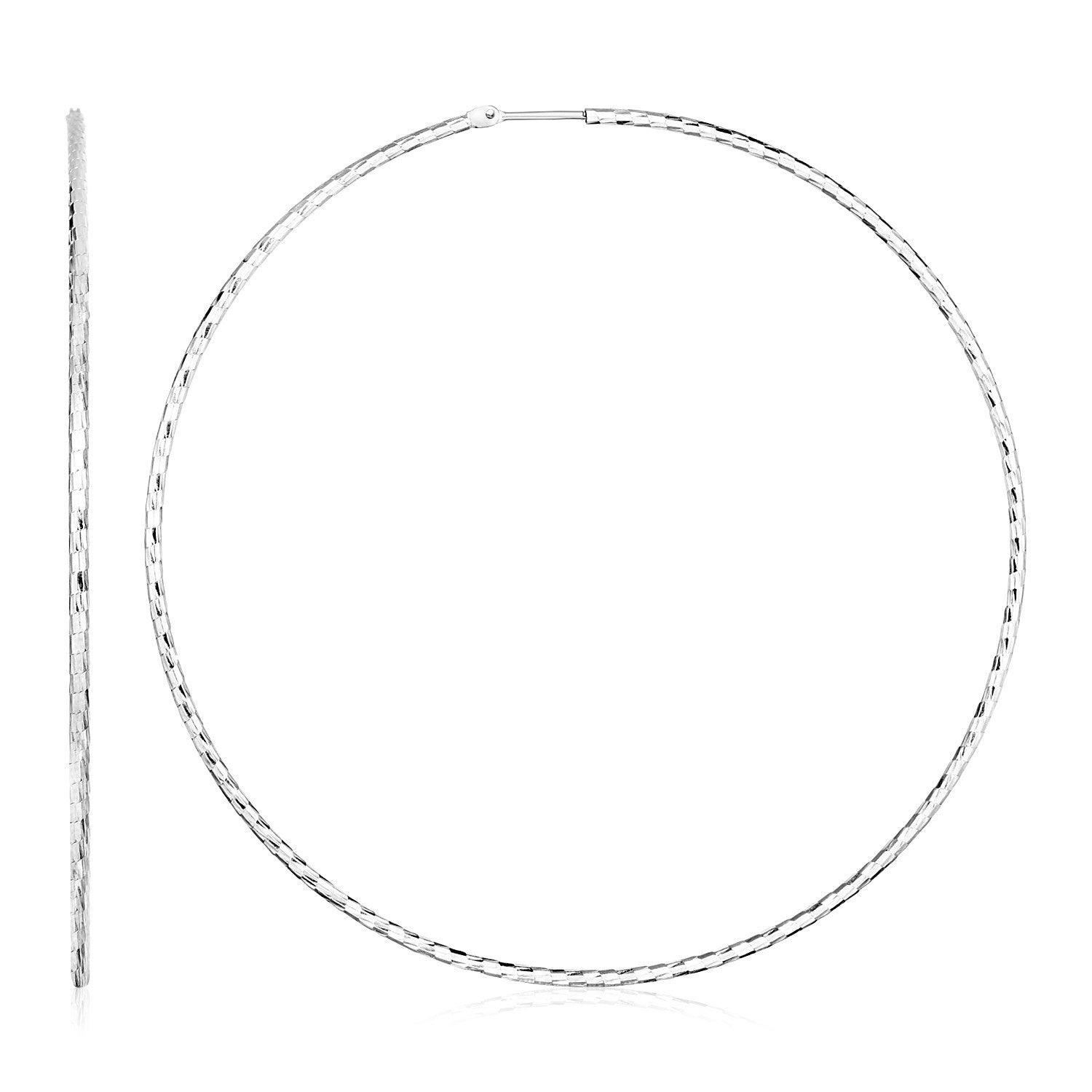 Sterling Silver Large Textured Round Hoop Earrings on sale at MyriadMart