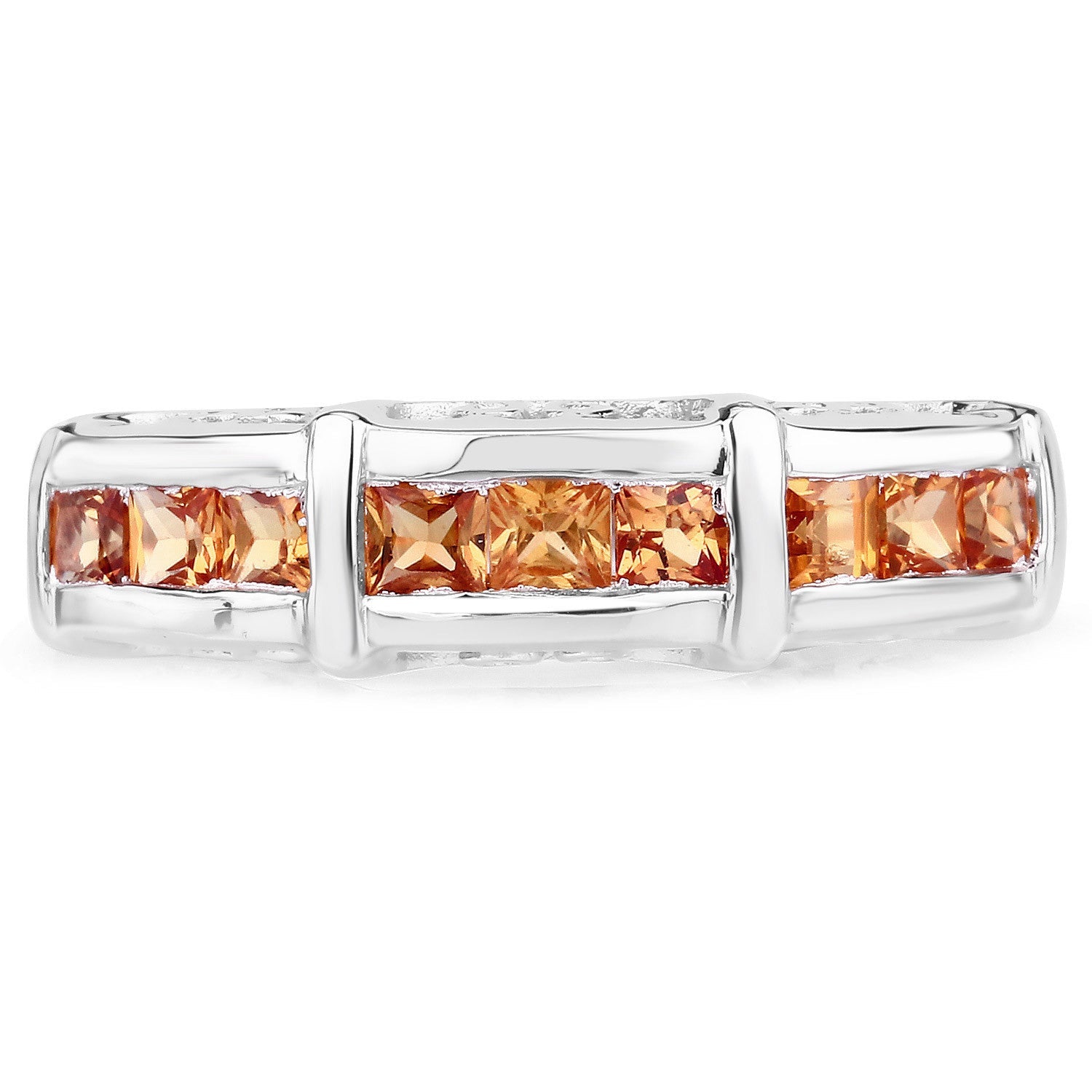 1.08 Carat Genuine Orange Sapphire .925 Sterling Silver Ring on sale at MyriadMart