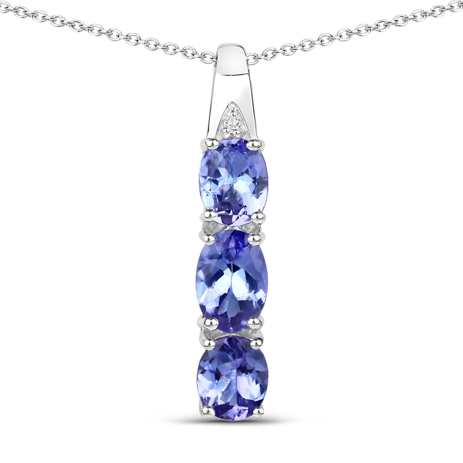 1.11 Carat Genuine Tanzanite and White Diamond .925 Sterling Silver Pendant on sale at MyriadMart