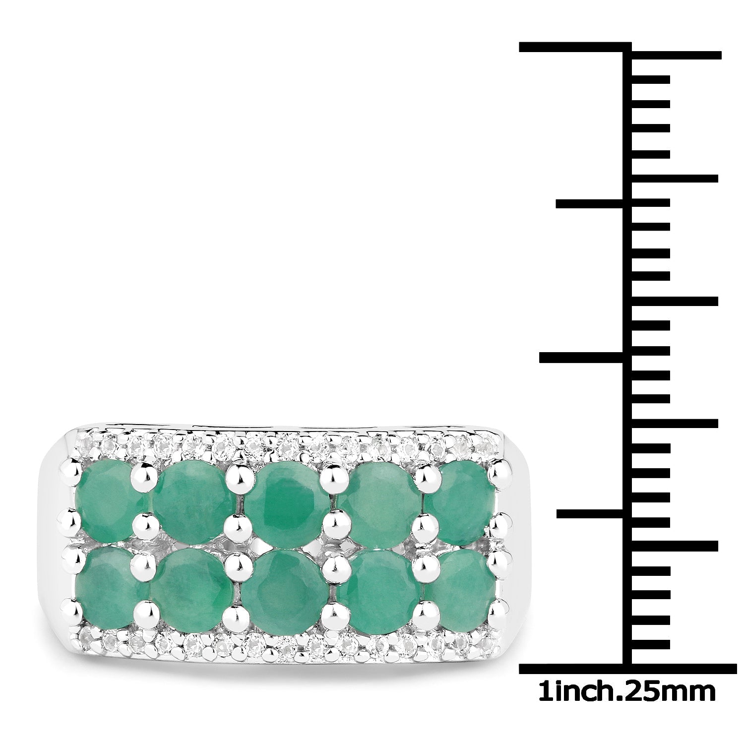 1.85 Carat Genuine Emerald and White Topaz .925 Sterling Silver Ring on sale at MyriadMart