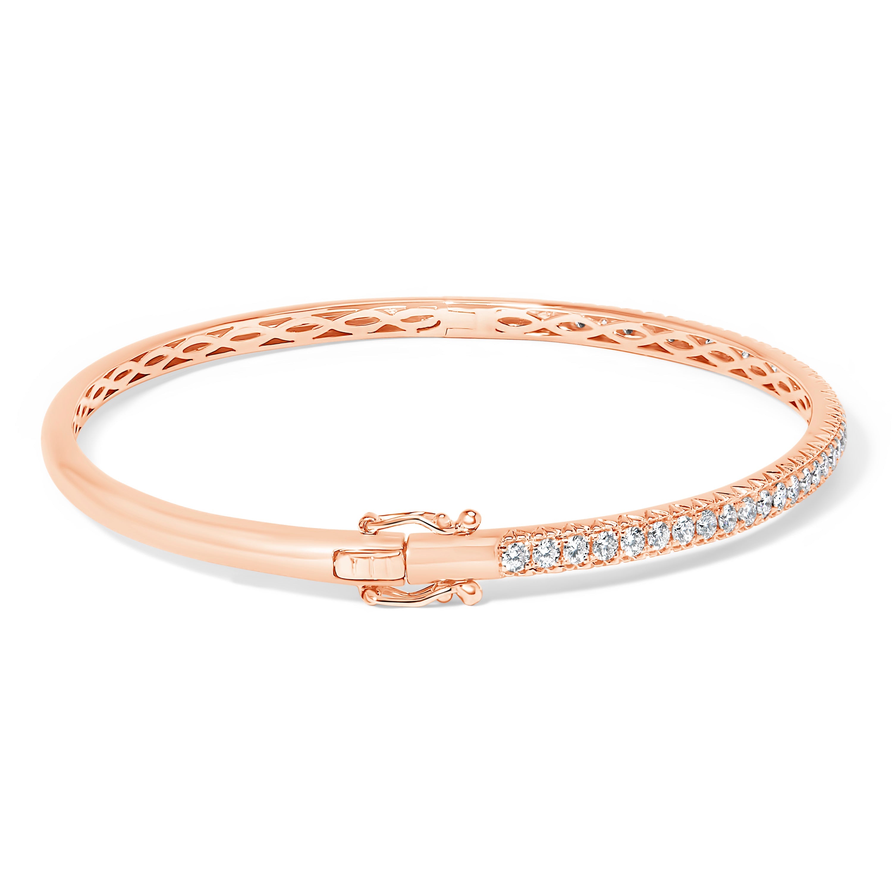 14K Rose Gold 1.00 Cttw Half Eternity Diamond Bangle Bracelet G-H Color, SI2-I1 Clarity - 7" Inches on sale at MyriadMart