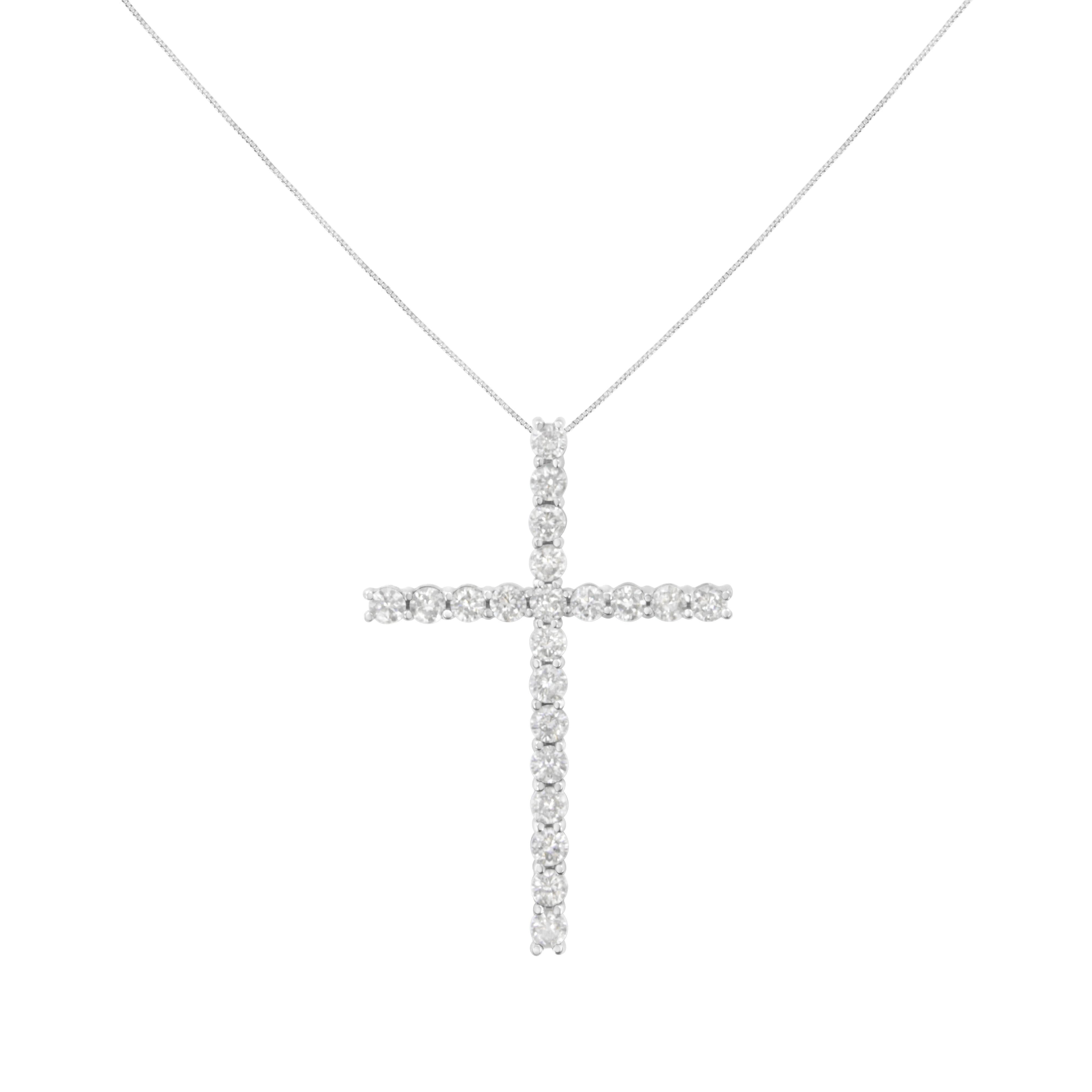 .925 Sterling Silver 4.0 Cttw Diamond 2-1/4" Cross Pendant with Box Chain Necklace I-J Color, I1-I2 Clarity - 18" on sale at MyriadMart