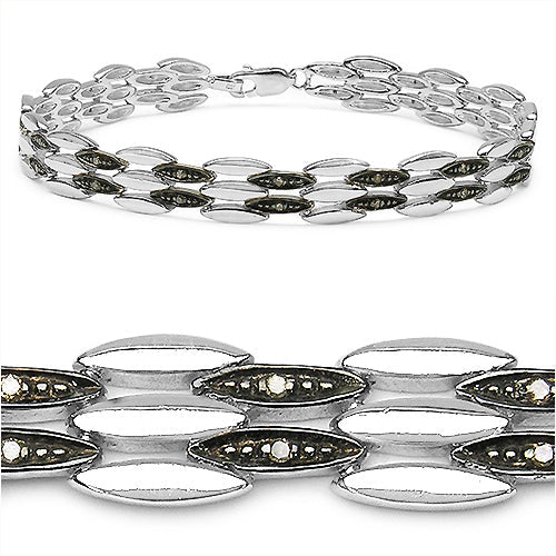 0.22 Carat Genuine Champagne Diamond .925 Sterling Silver Bracelet on sale at MyriadMart