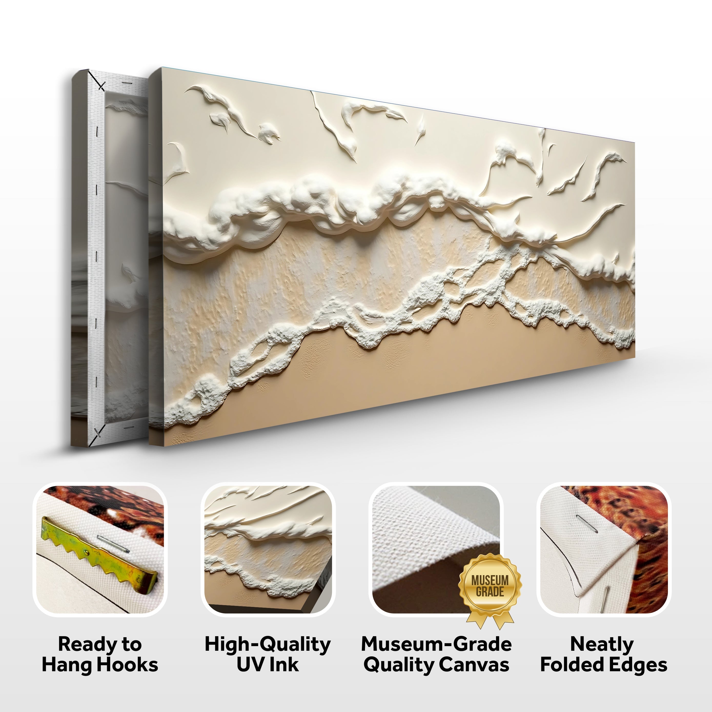 Beige Abstract Ocean Waves Wall Art on sale at MyriadMart