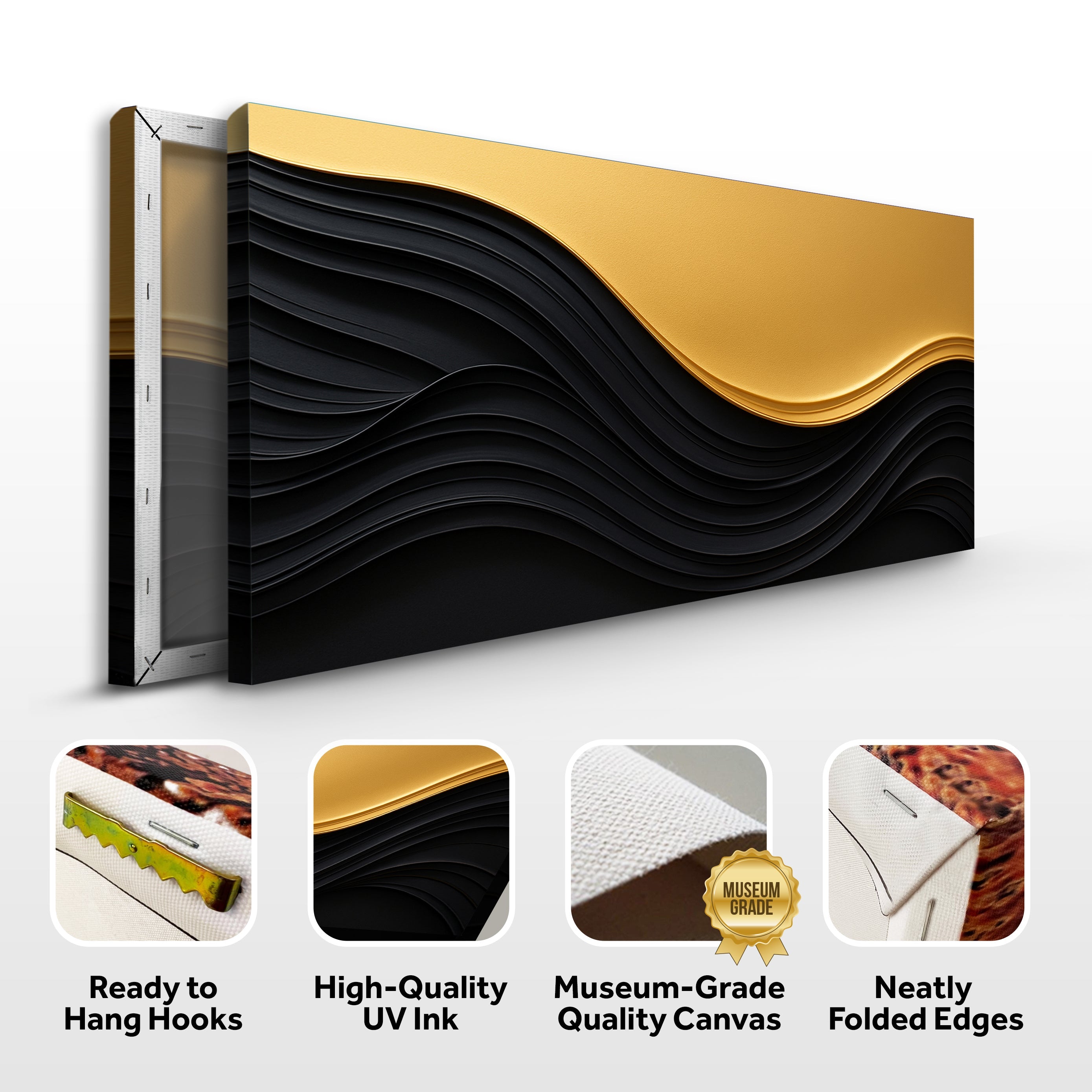 Black And Gold Minimalist Abstract VI on sale at MyriadMart