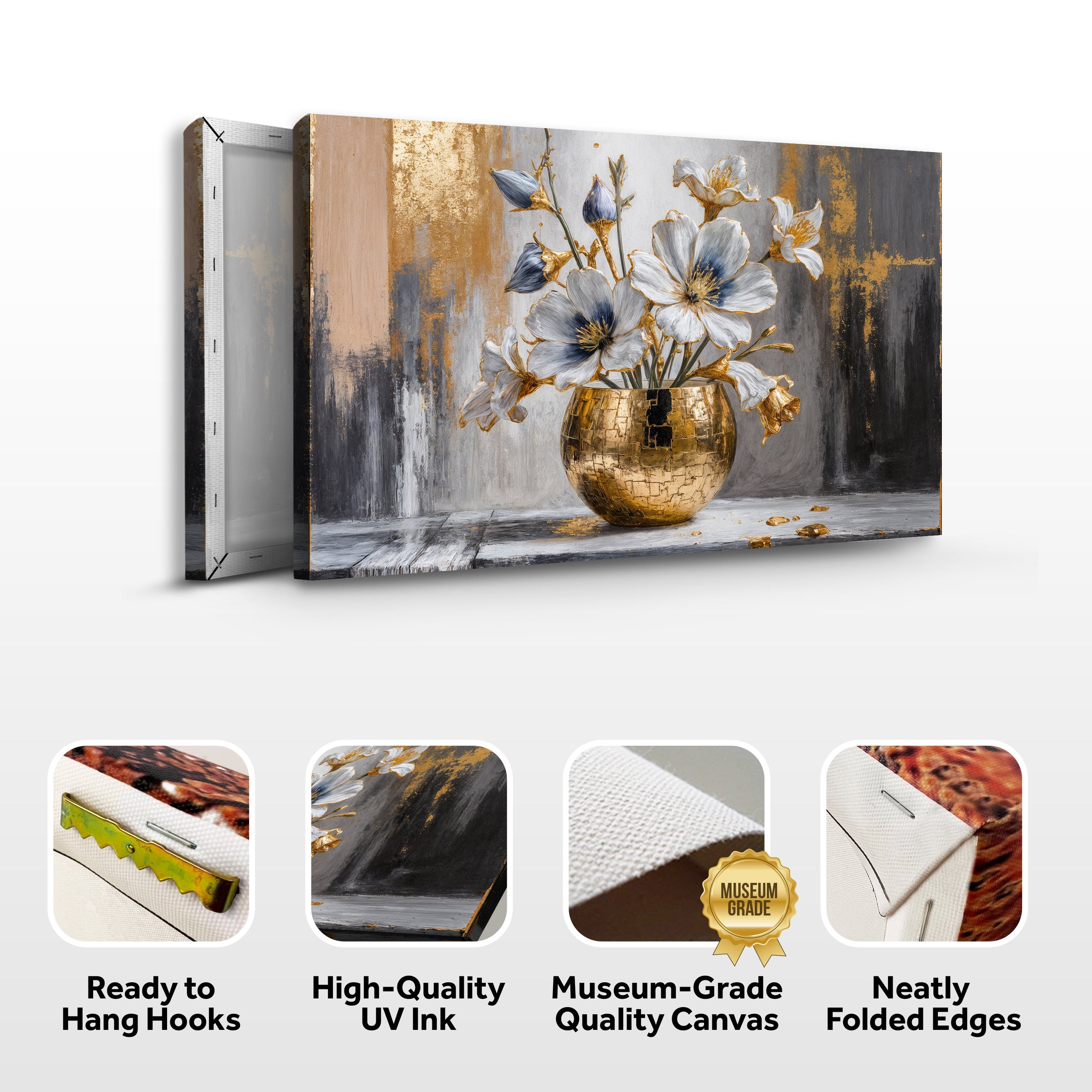 Magnolia Bloom in Gold Abstract Wall Art on sale at MyriadMart