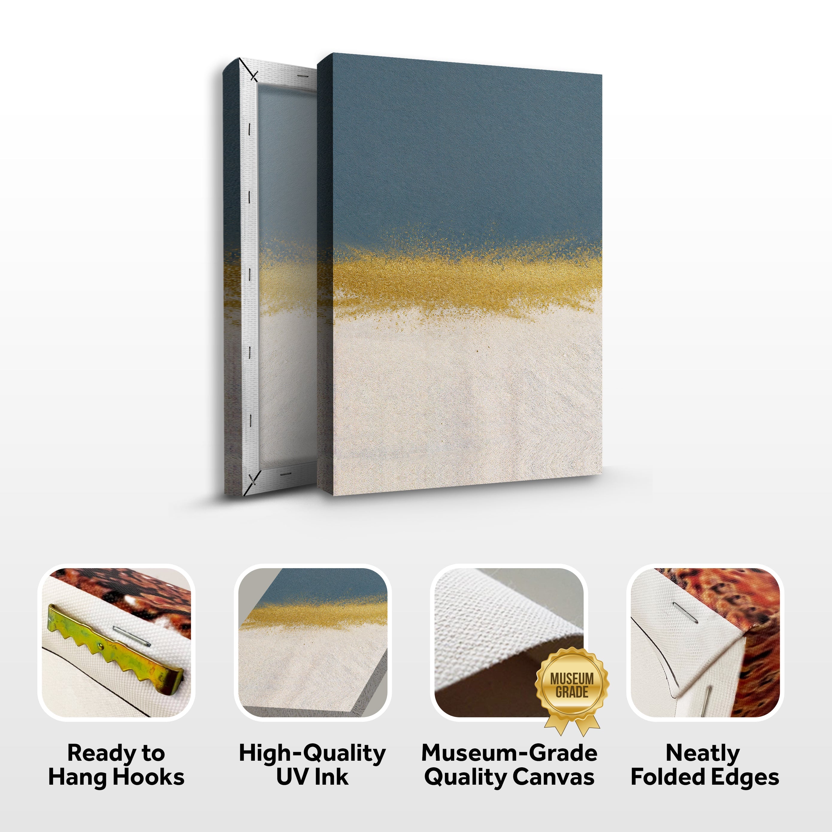 Minimalist Blue and Gold Wall Art on sale at MyriadMart