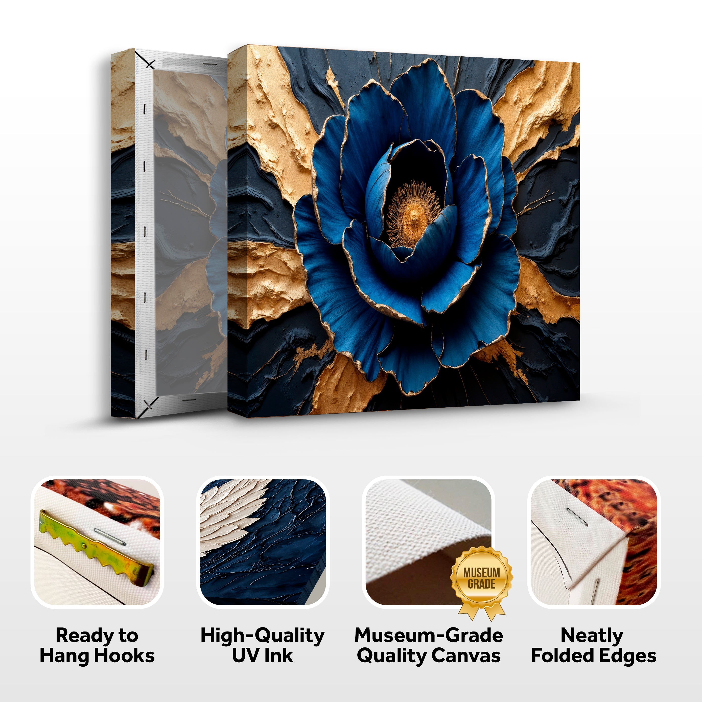 Sapphire Bloom Impasto Wall Art on sale at MyriadMart