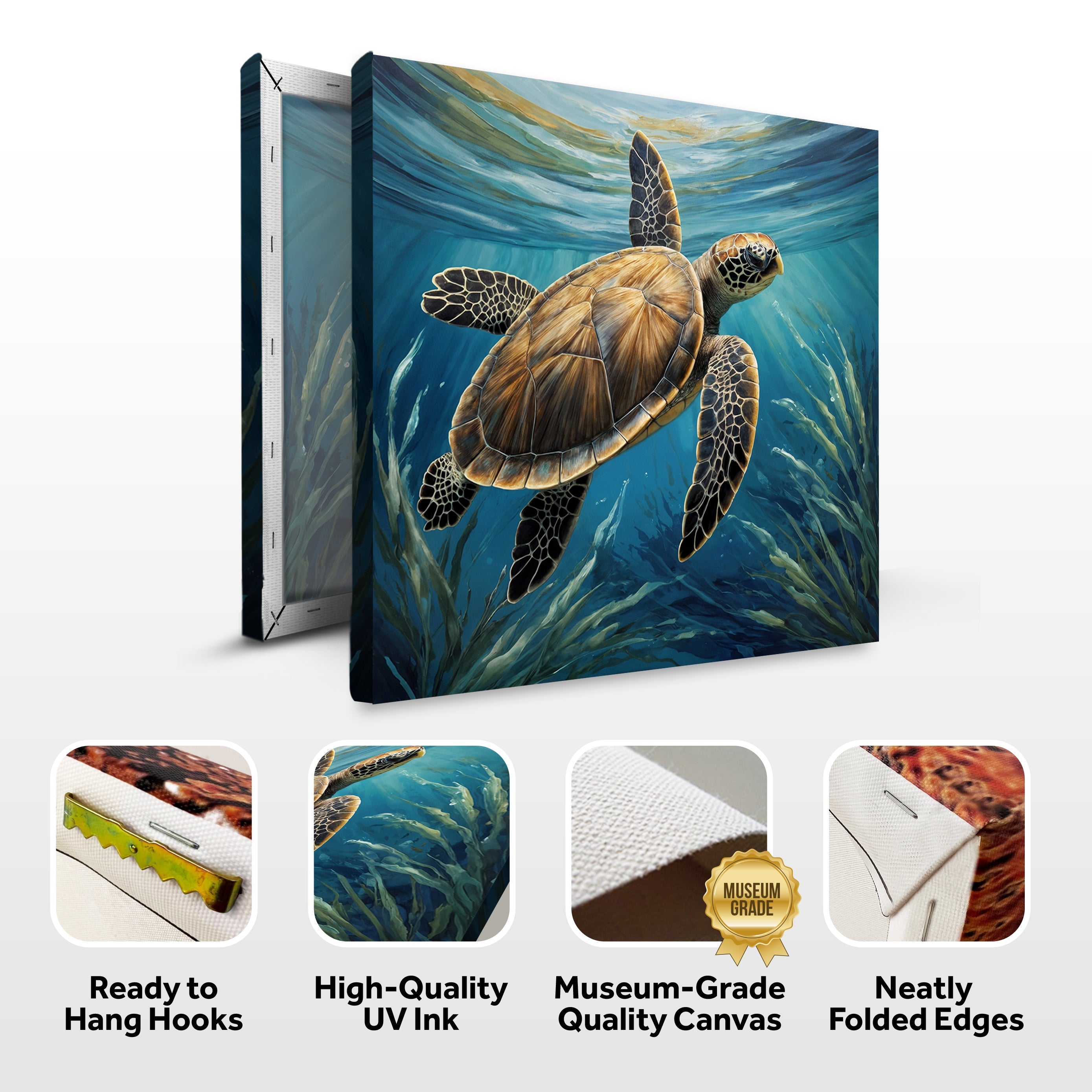 Turtle In Seagrass Coastal Wall Art on sale at MyriadMart