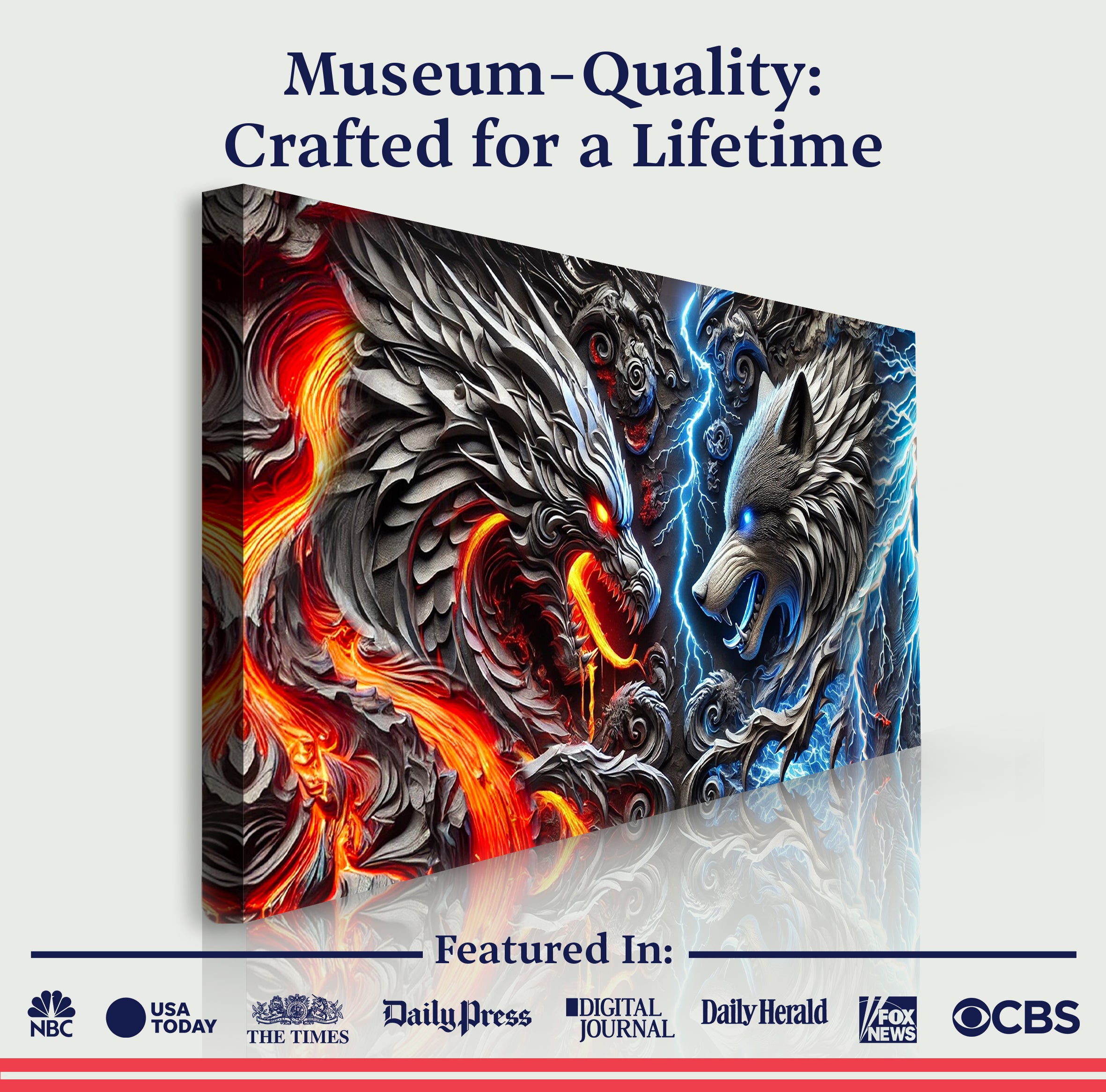 3D Dragon and Wolf Wall Art IV on sale at MyriadMart