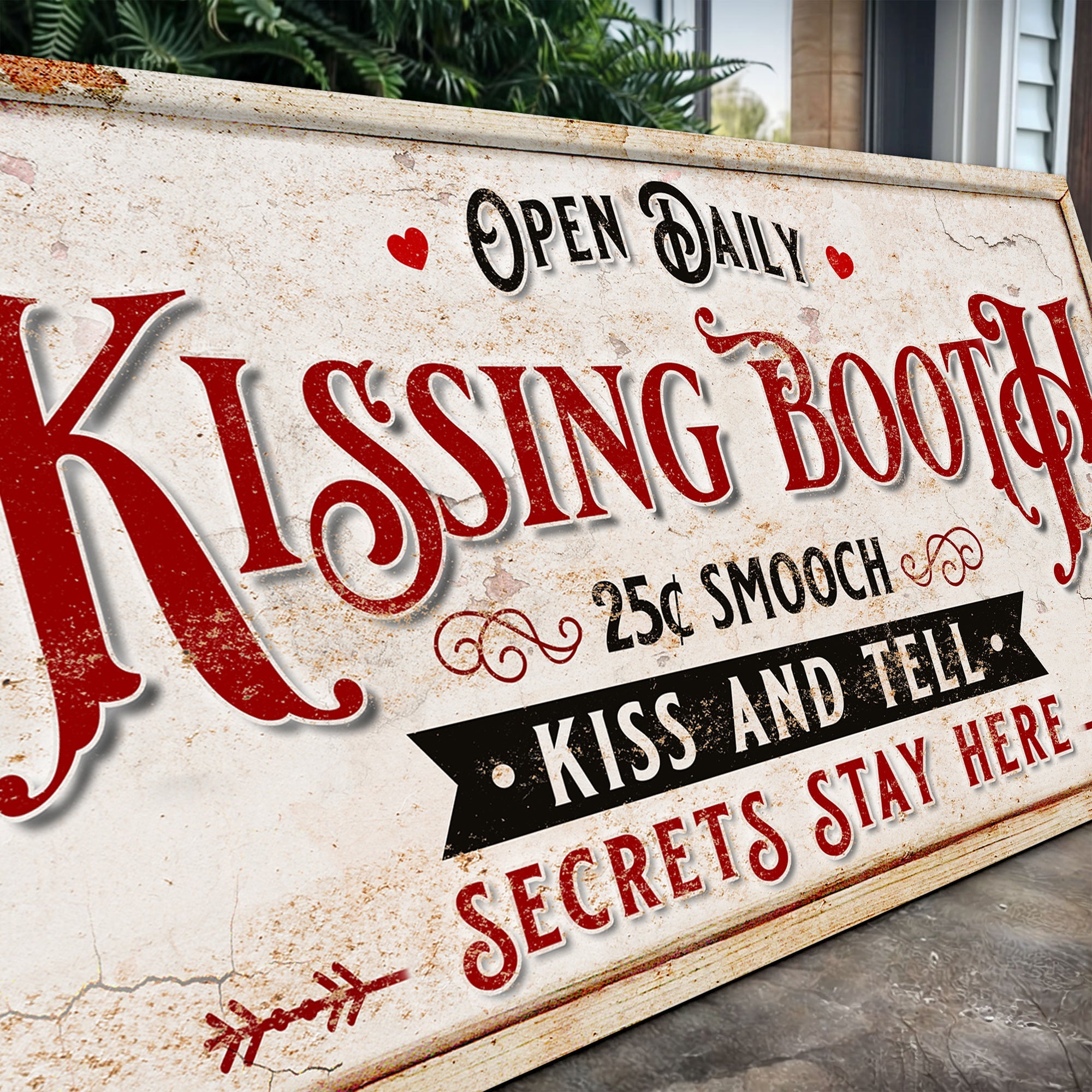 Vintage Rustic Kissing Booth Sign IV on sale at MyriadMart