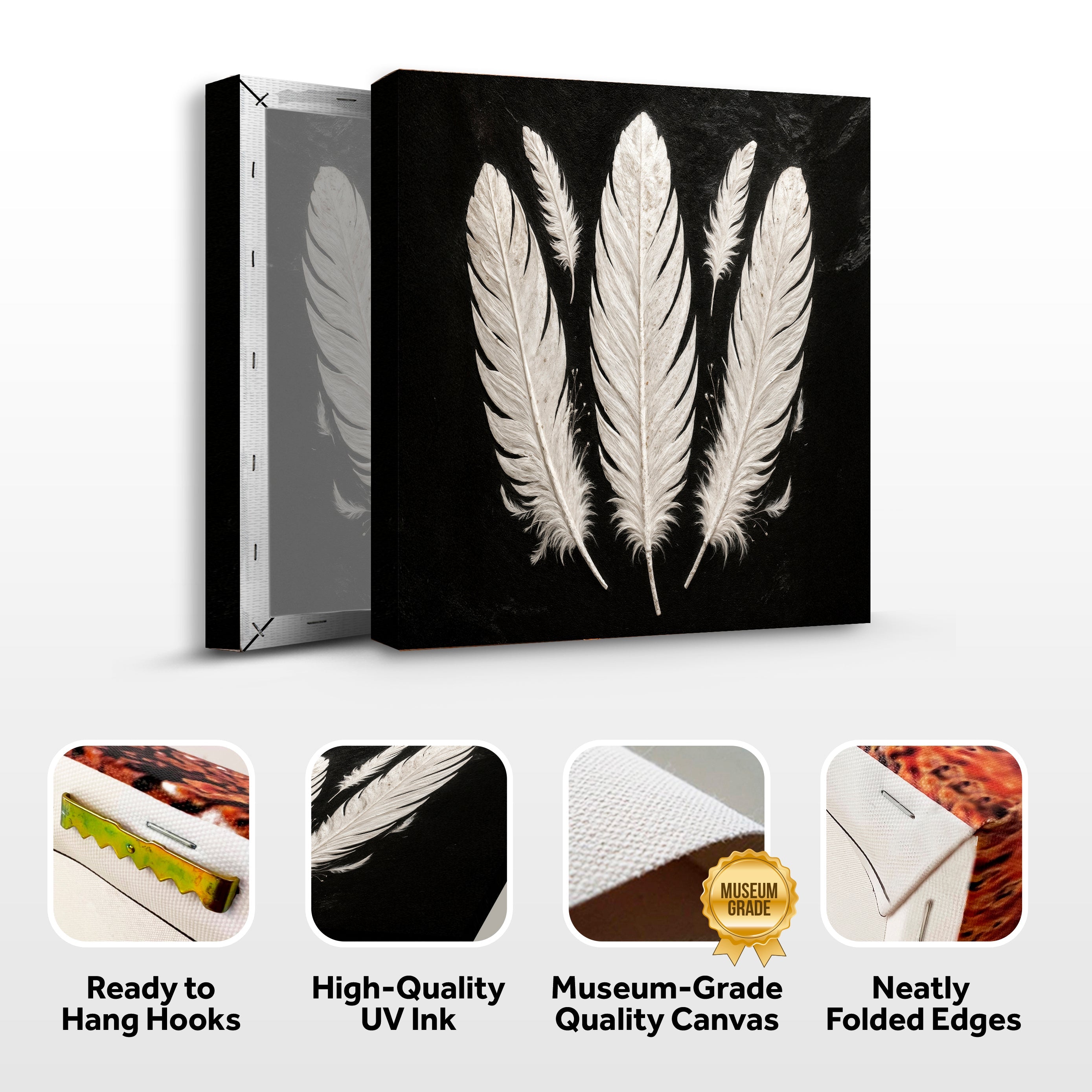 Minimalist Monochrome Feather Wall Art on sale at MyriadMart