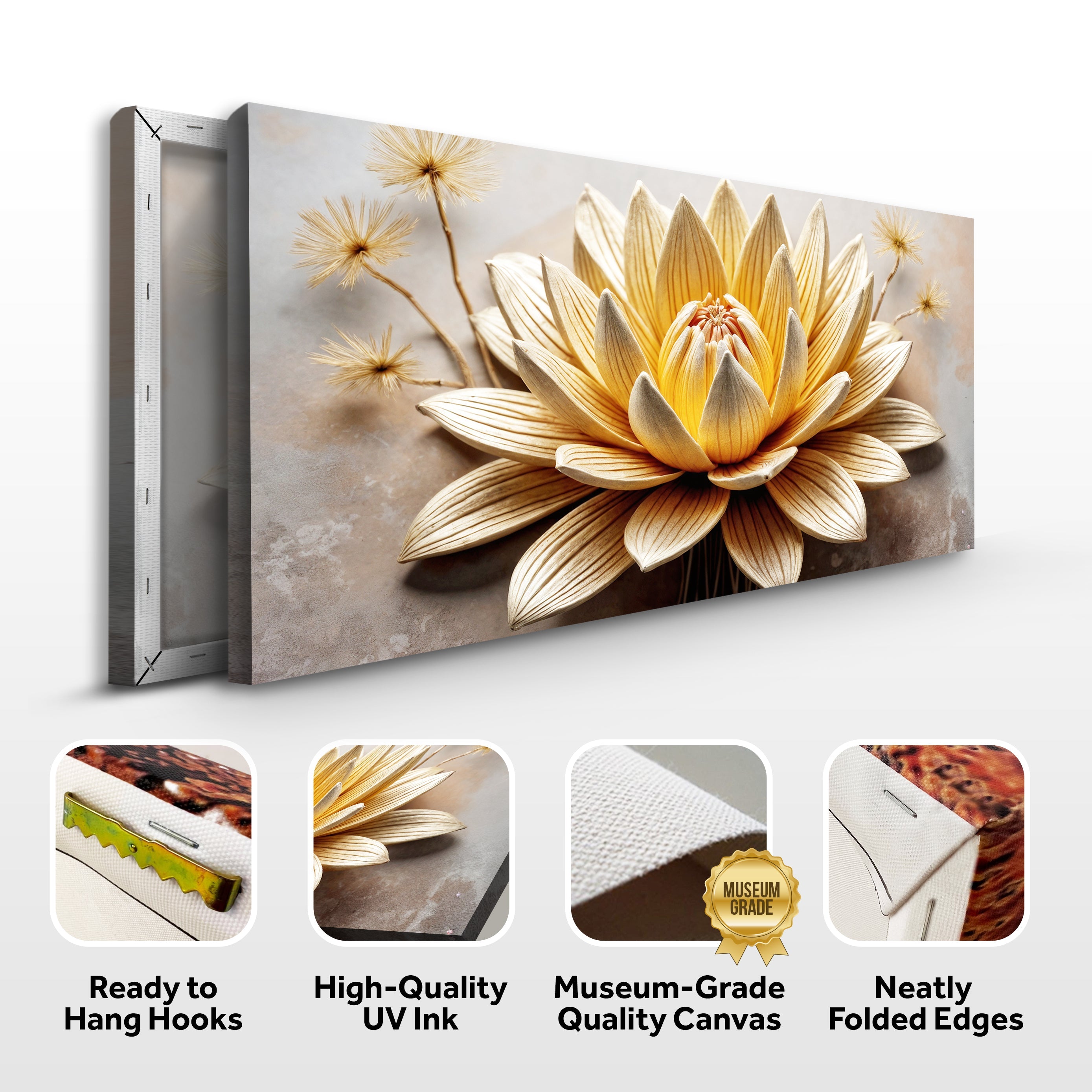 Golden Lotus Minimalist Abstract Wall Art II on sale at MyriadMart