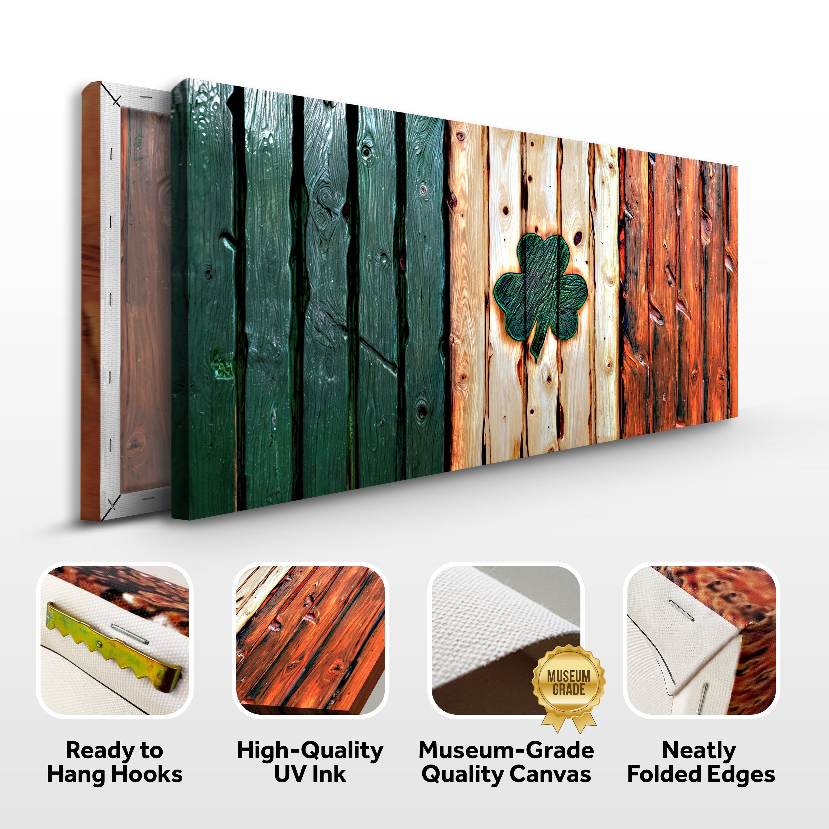 Irish Shamrock Glory Wooden Flag Wall Art on sale at MyriadMart