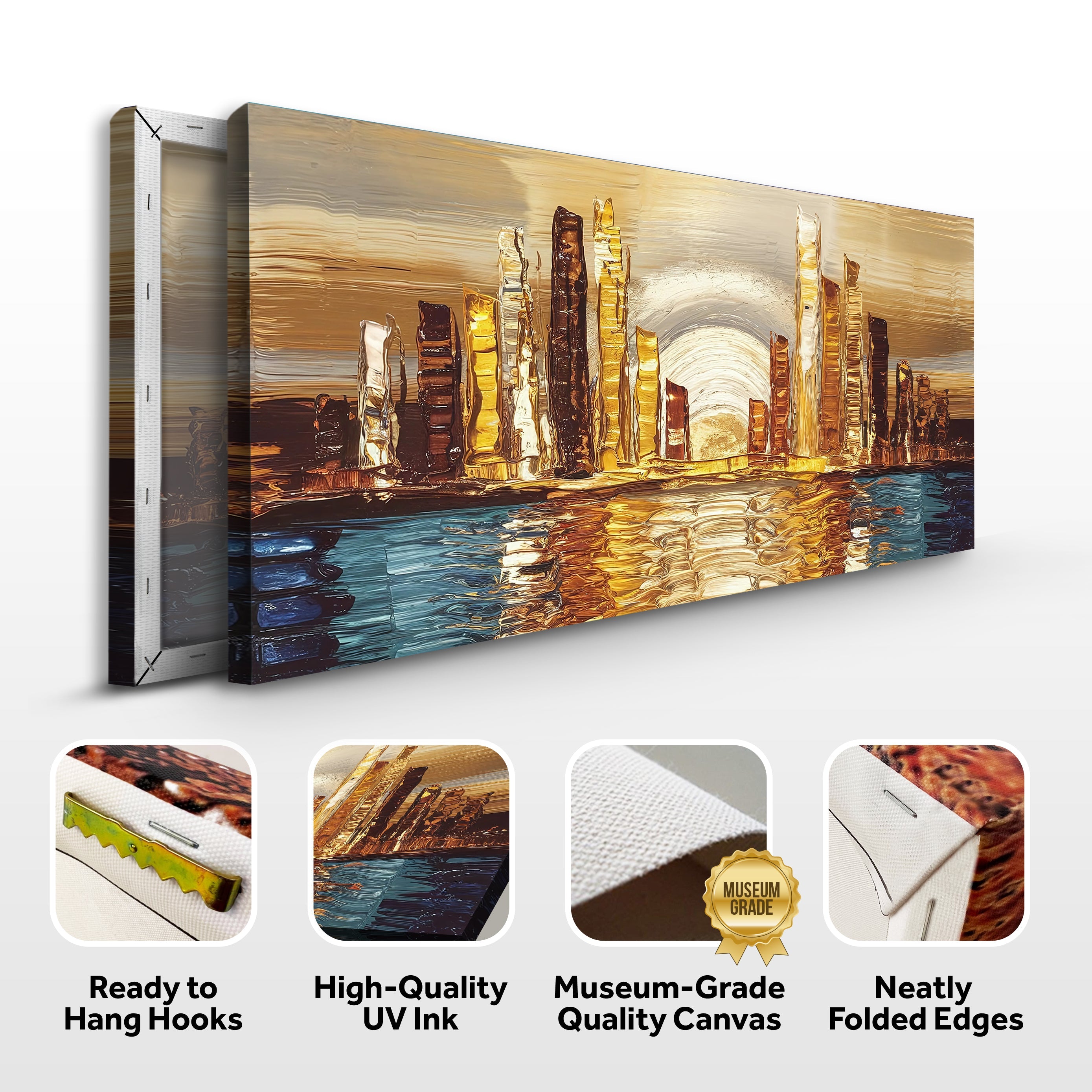 Golden Metropolis Abstract Impasto Wall Art on sale at MyriadMart