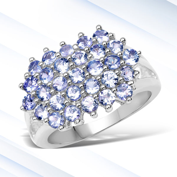 2.03 Carat Genuine Tanzanite .925 Sterling Silver Ring on sale at MyriadMart