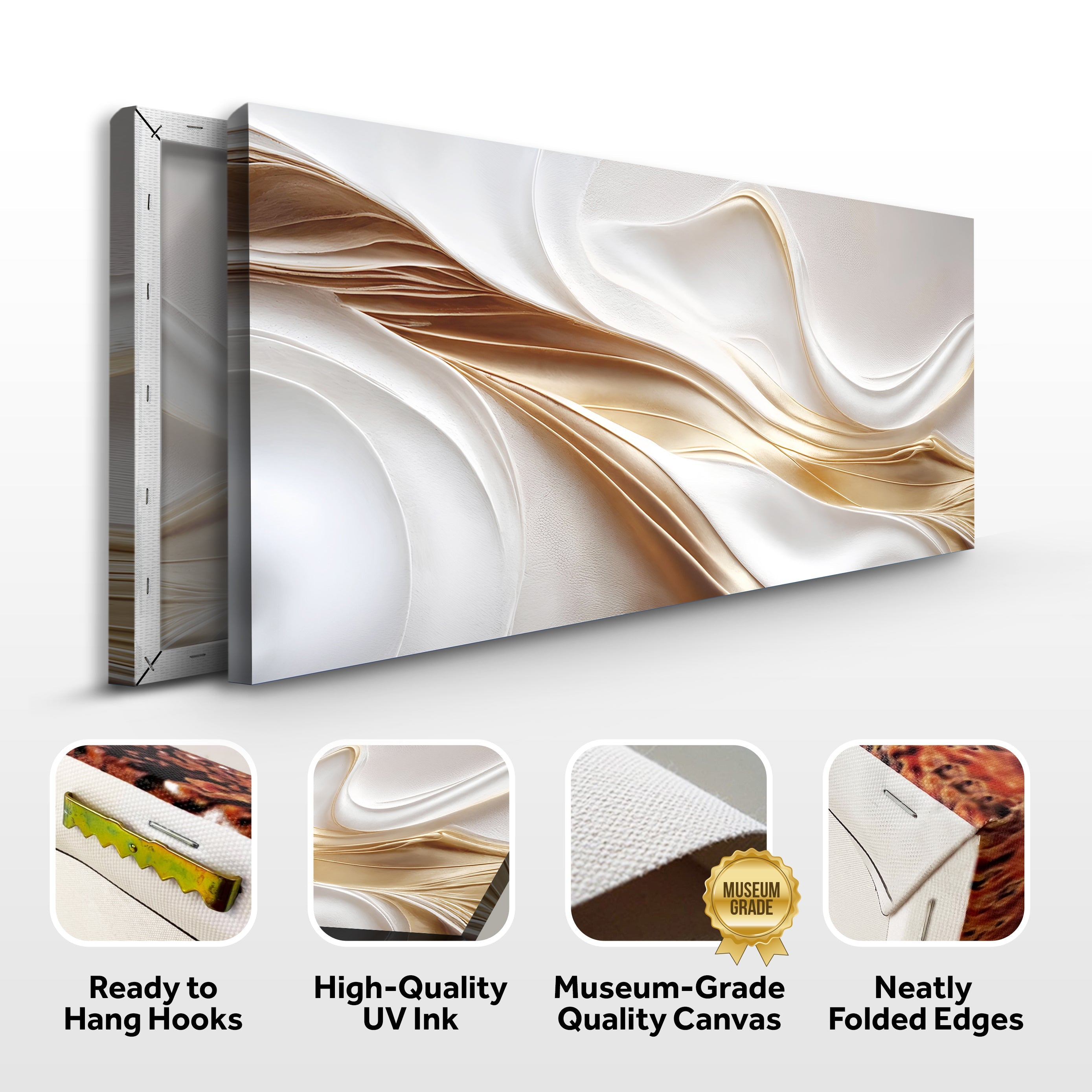 White and Gold Abstract Wall Art on sale at MyriadMart