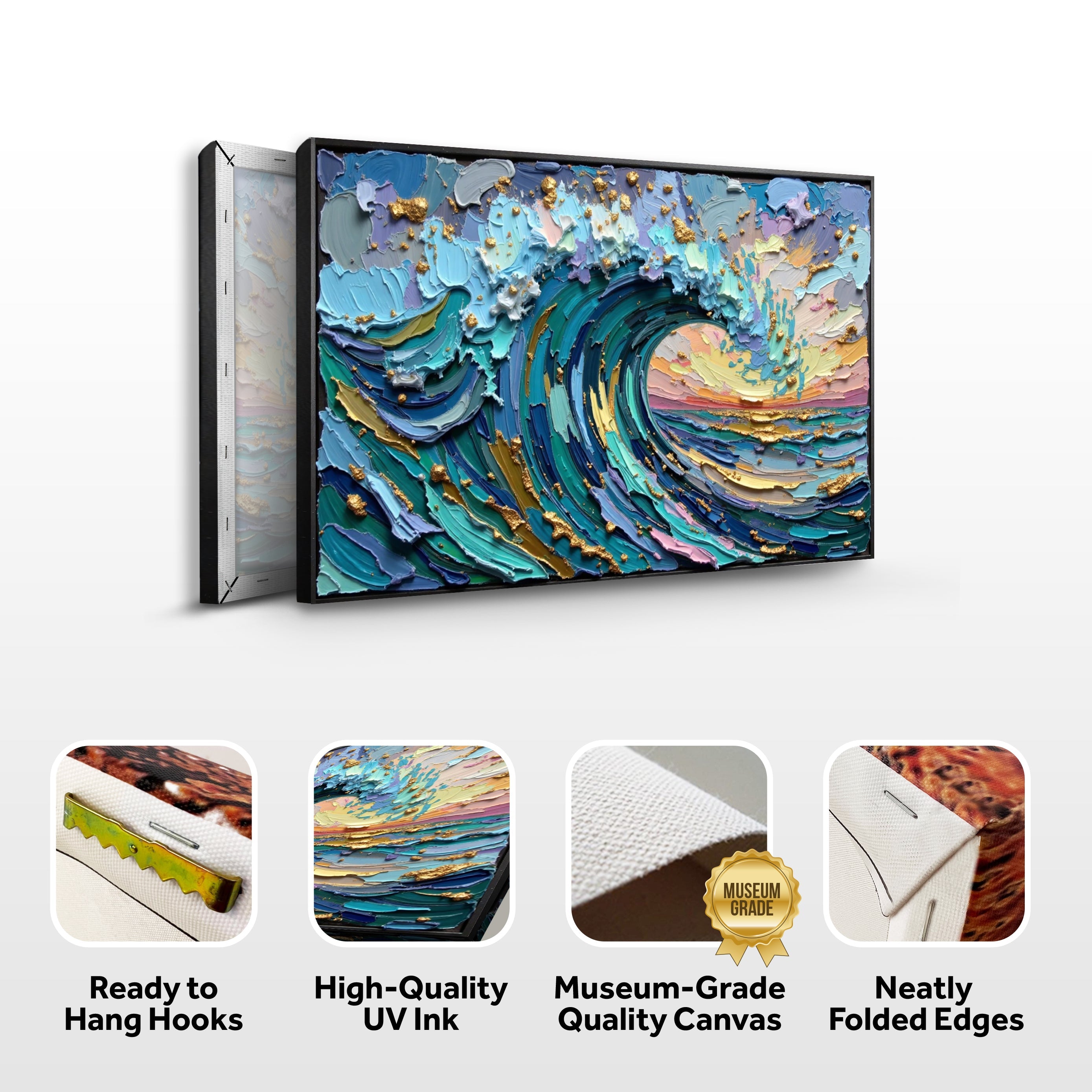 Golden Tide Impasto Wall Art on sale at MyriadMart