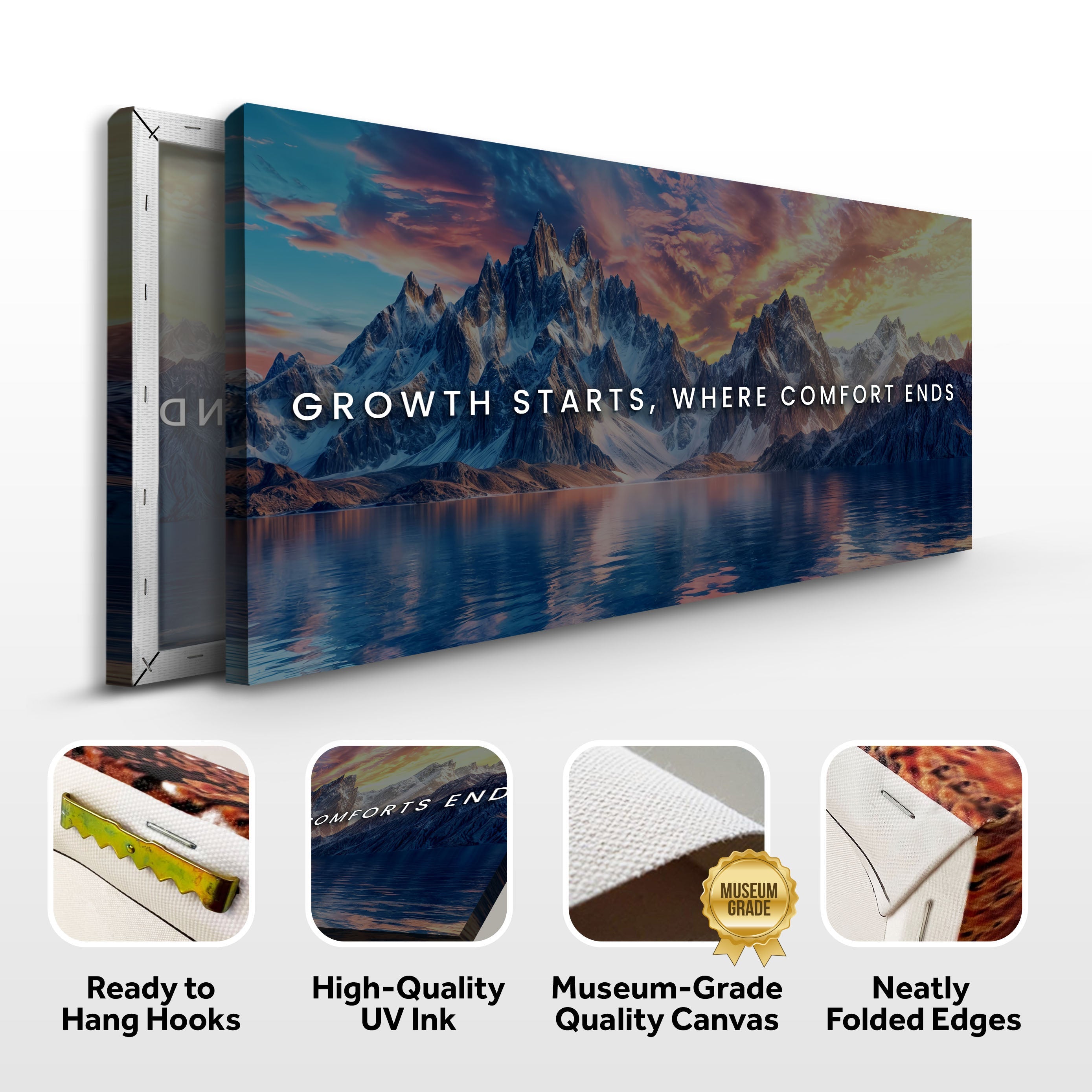 Growth Starts Where Comfort Ends Motivational Wall Sign on sale at MyriadMart