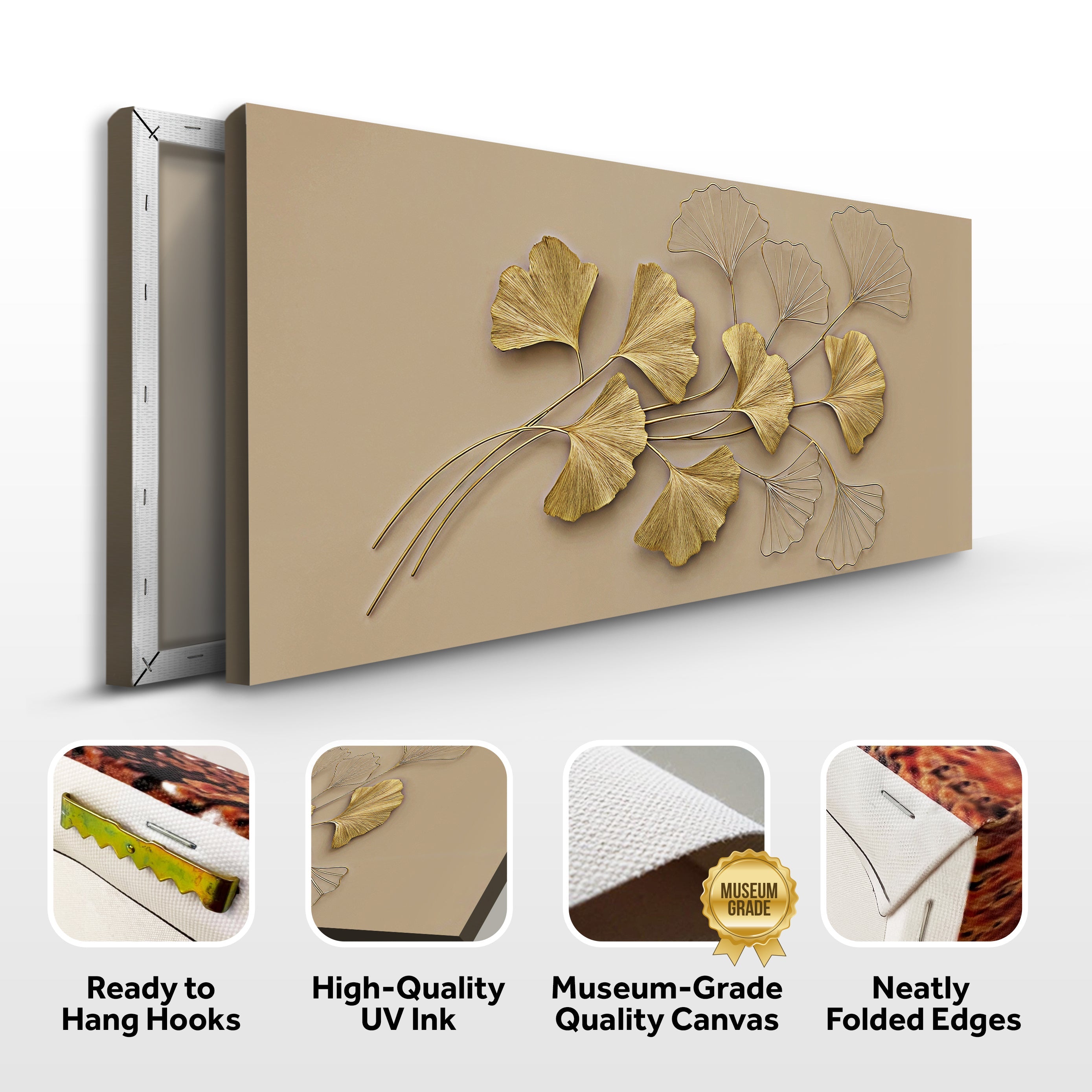 Golden Botanical Wall Art on sale at MyriadMart