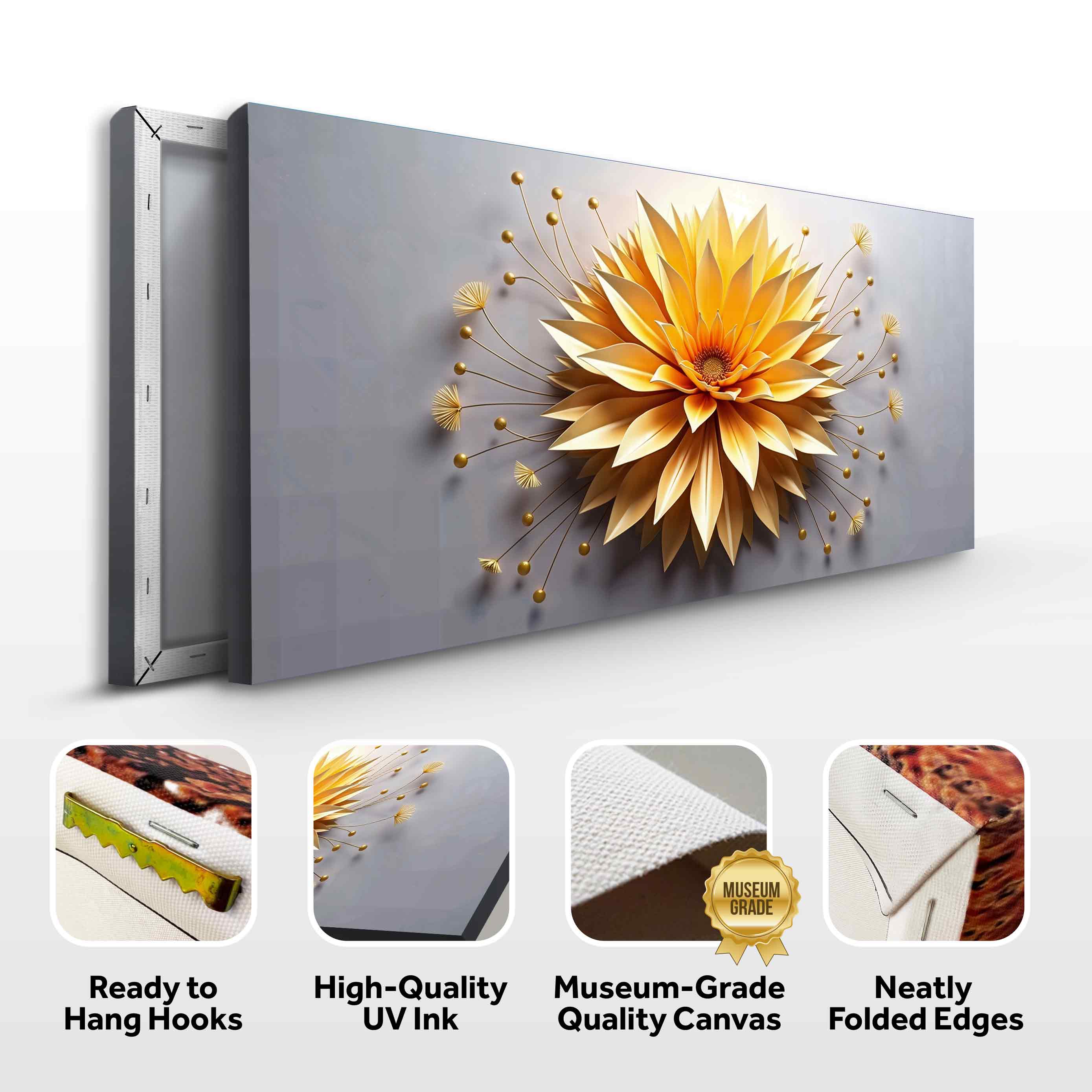 Golden Dandelion Minimalist Abstract Wall Art on sale at MyriadMart