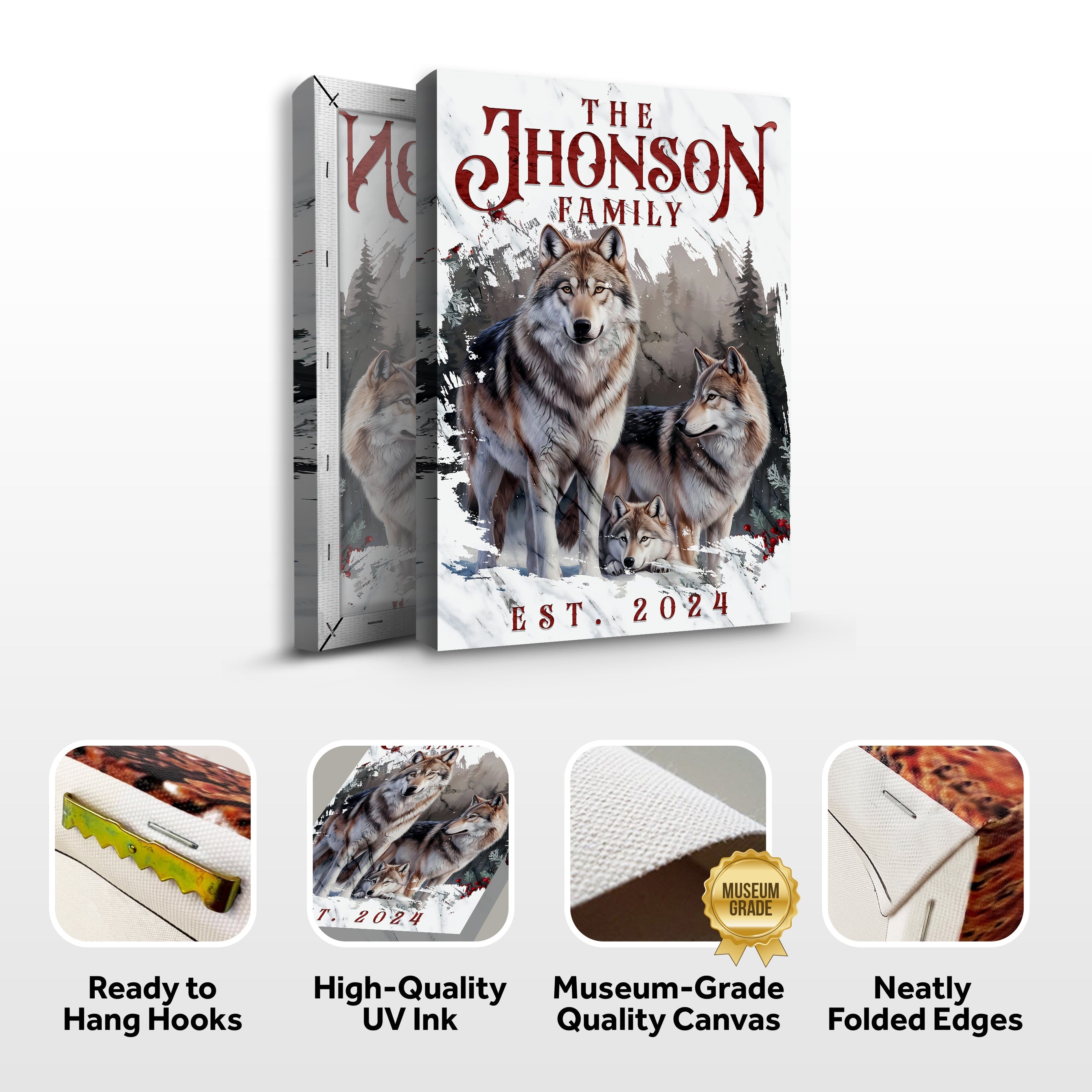 Personalized Wolf Family Wall Art on sale at MyriadMart