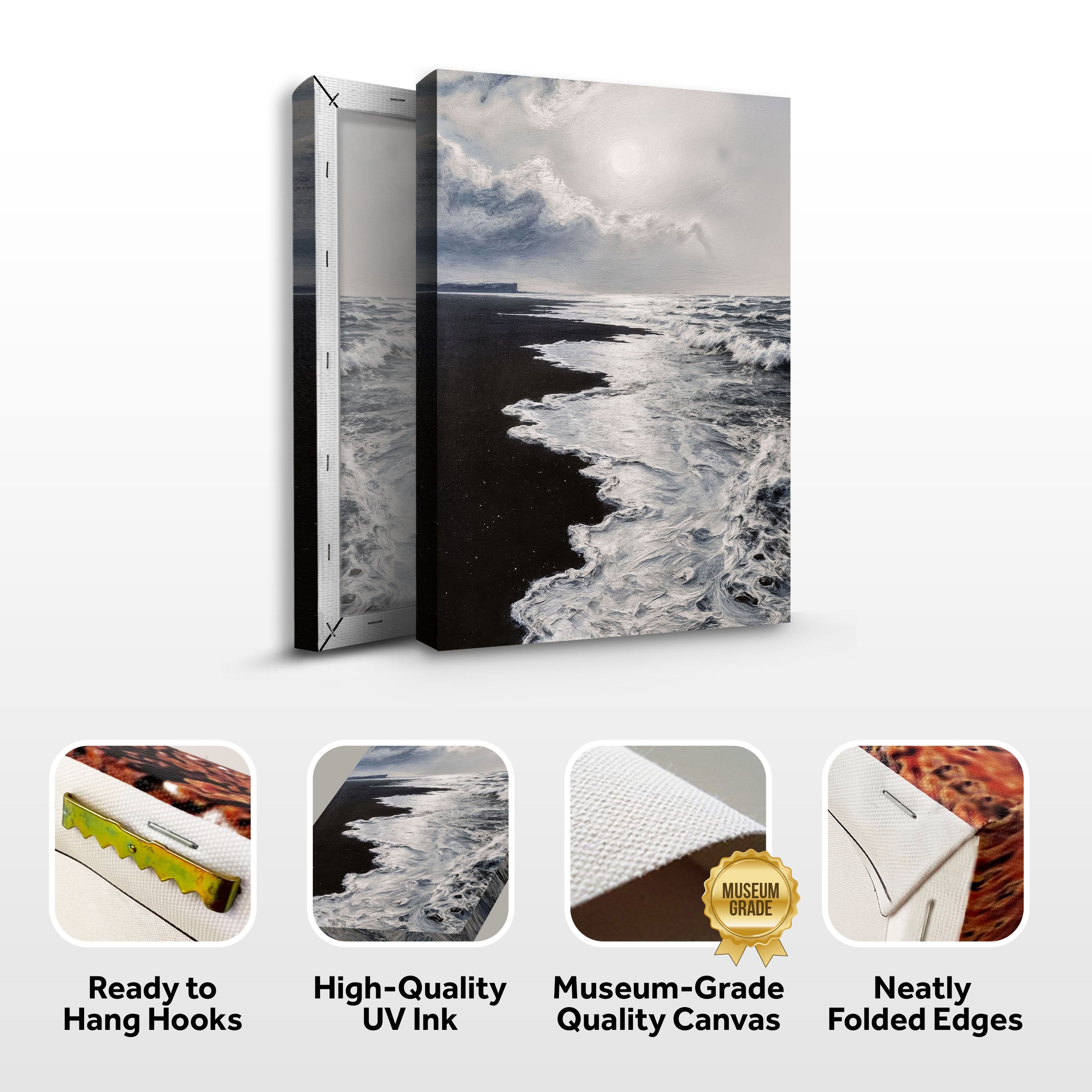 Black & White Waves Abstract Wall Art on sale at MyriadMart