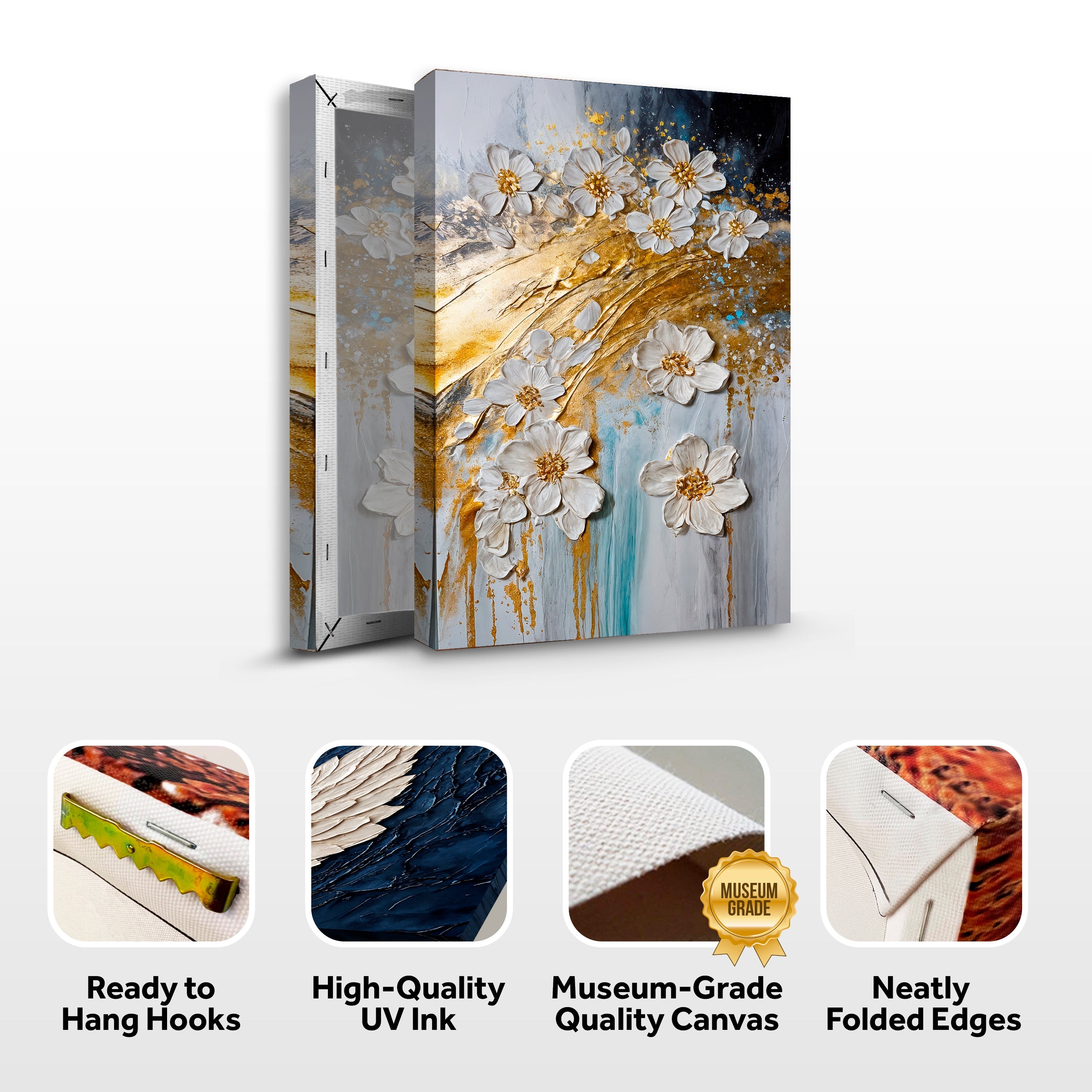 Abstract Gold Floral Wall Art on sale at MyriadMart