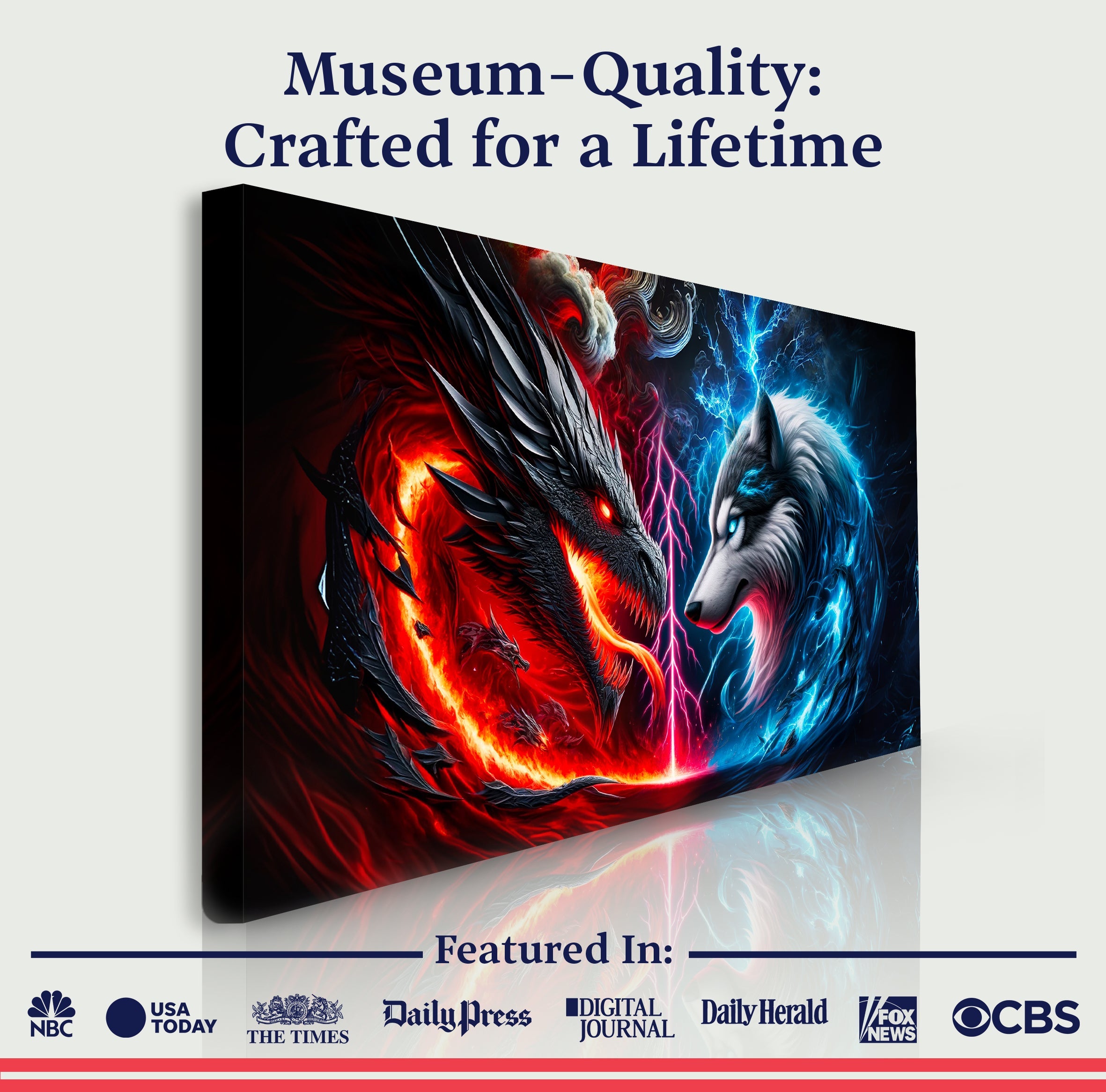 3D Dragon and Wolf Wall Art VI on sale at MyriadMart