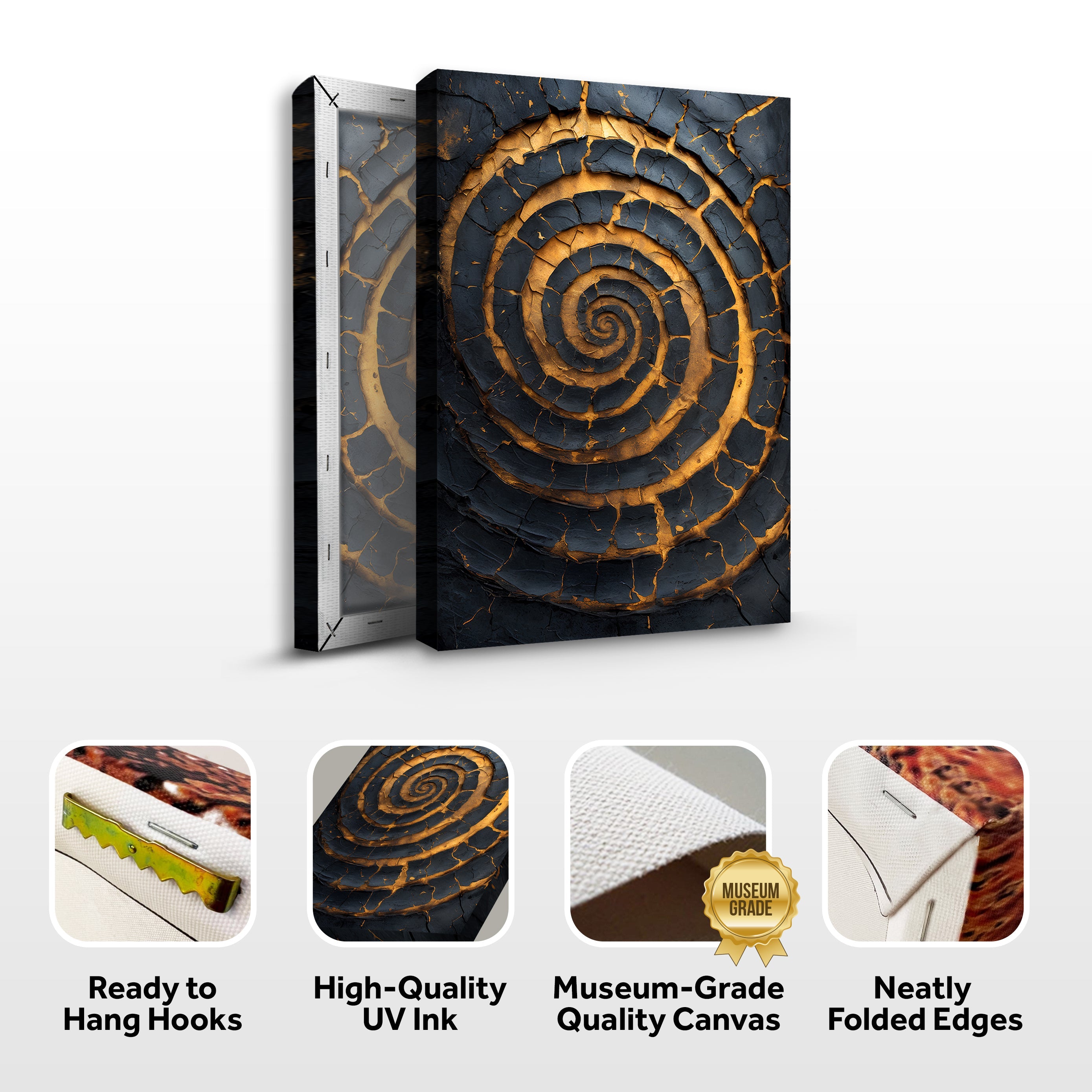 Black and Gold Spiral Wall Art on sale at MyriadMart