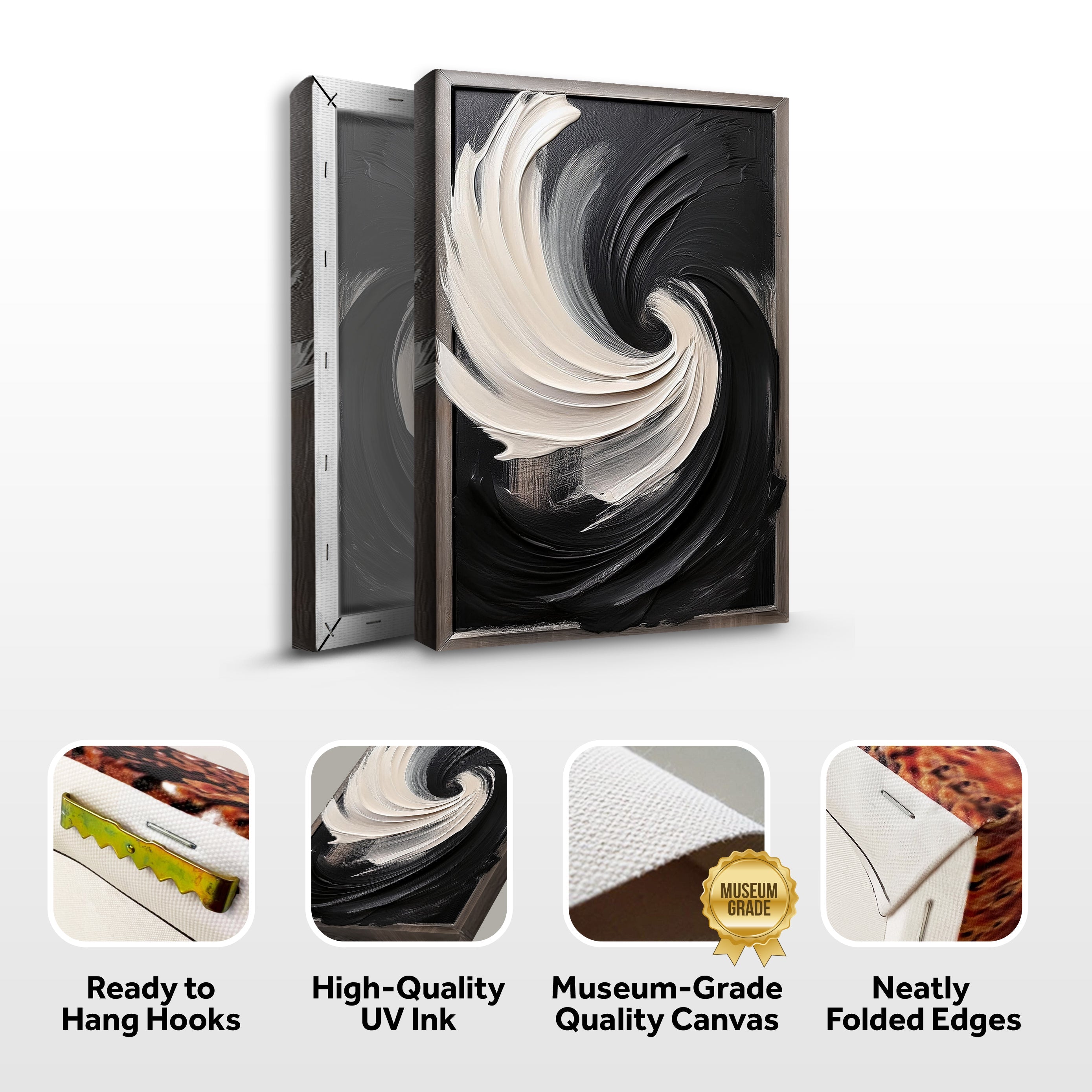 Black and White Vortex Abstract Wall Art on sale at MyriadMart