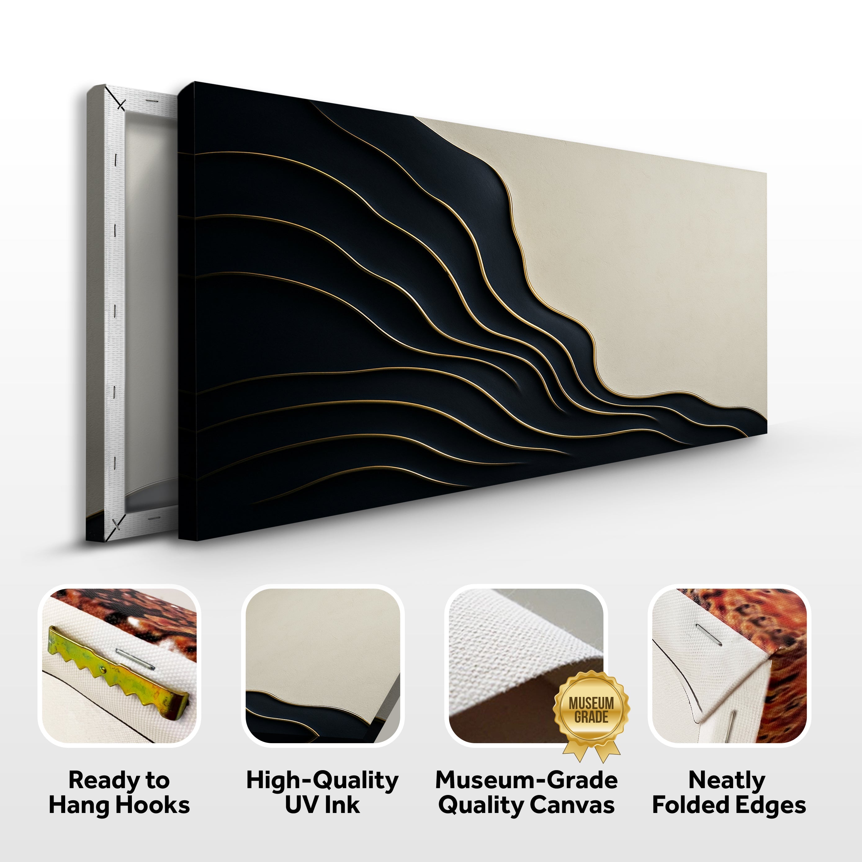 Black and Gold Minimalist Abstract Wall Art on sale at MyriadMart