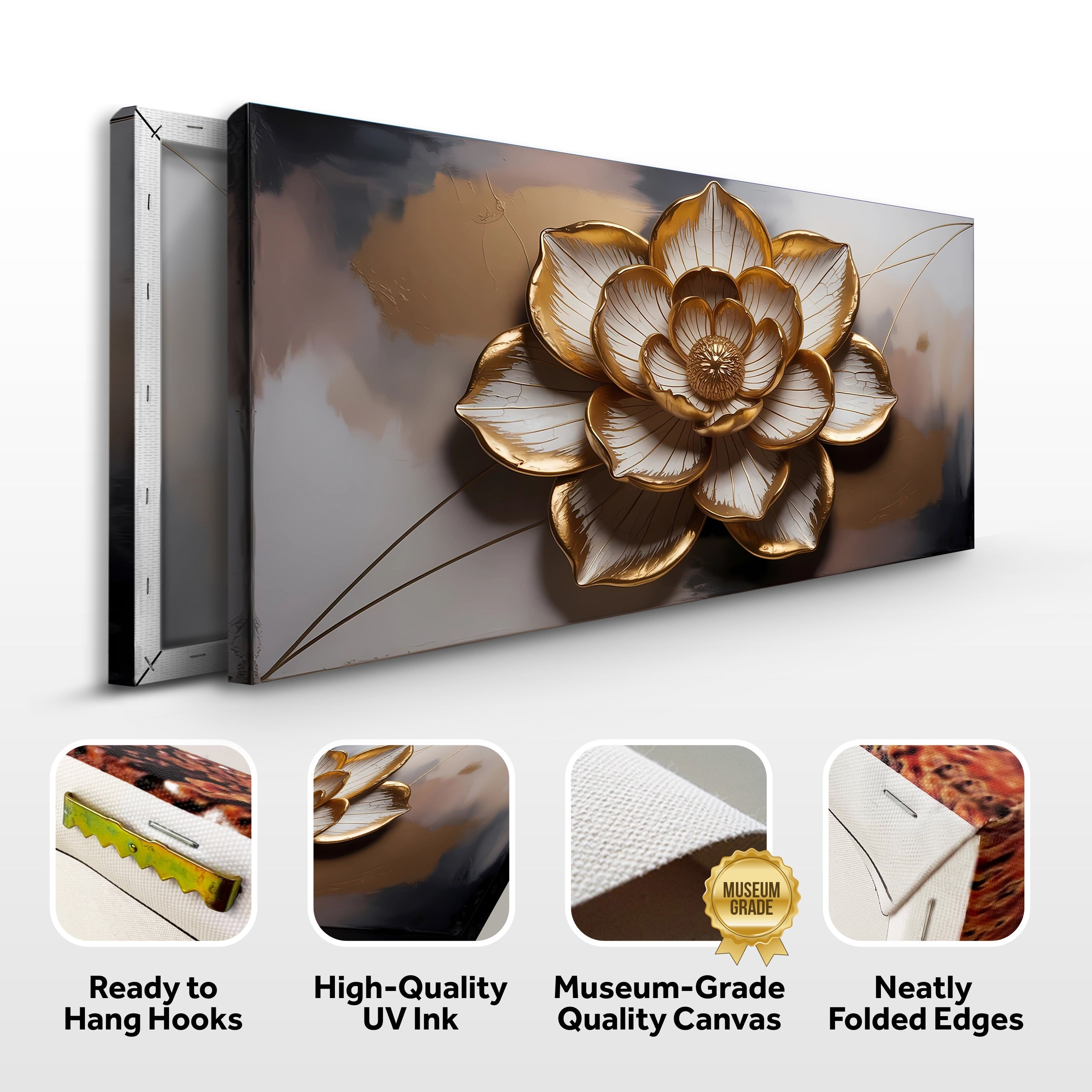 Golden Lotus Minimalist Abstract Wall Art on sale at MyriadMart