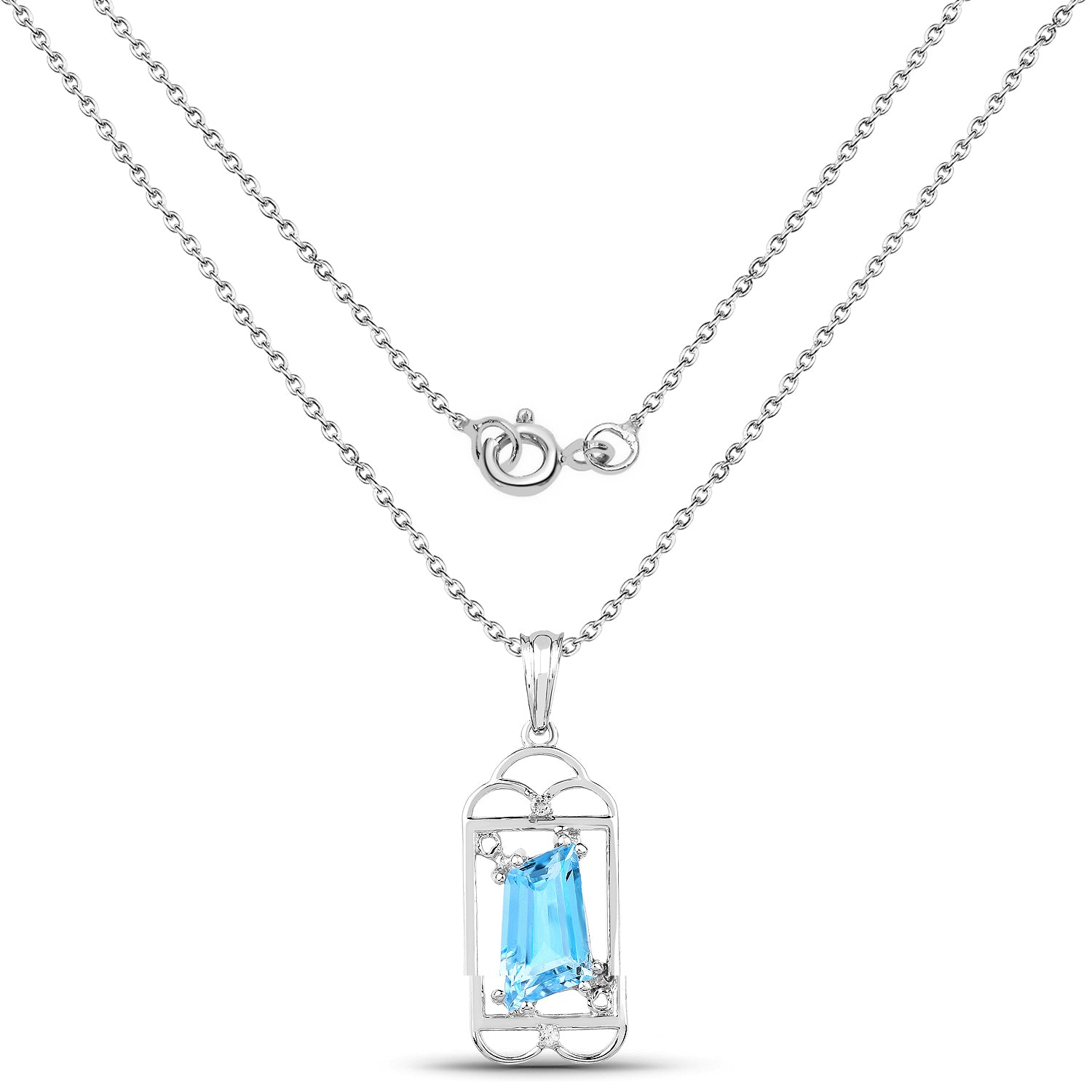 4.57 Carat Genuine Swiss Blue Topaz & White Topaz .925 Sterling Silver Pendant on sale at MyriadMart