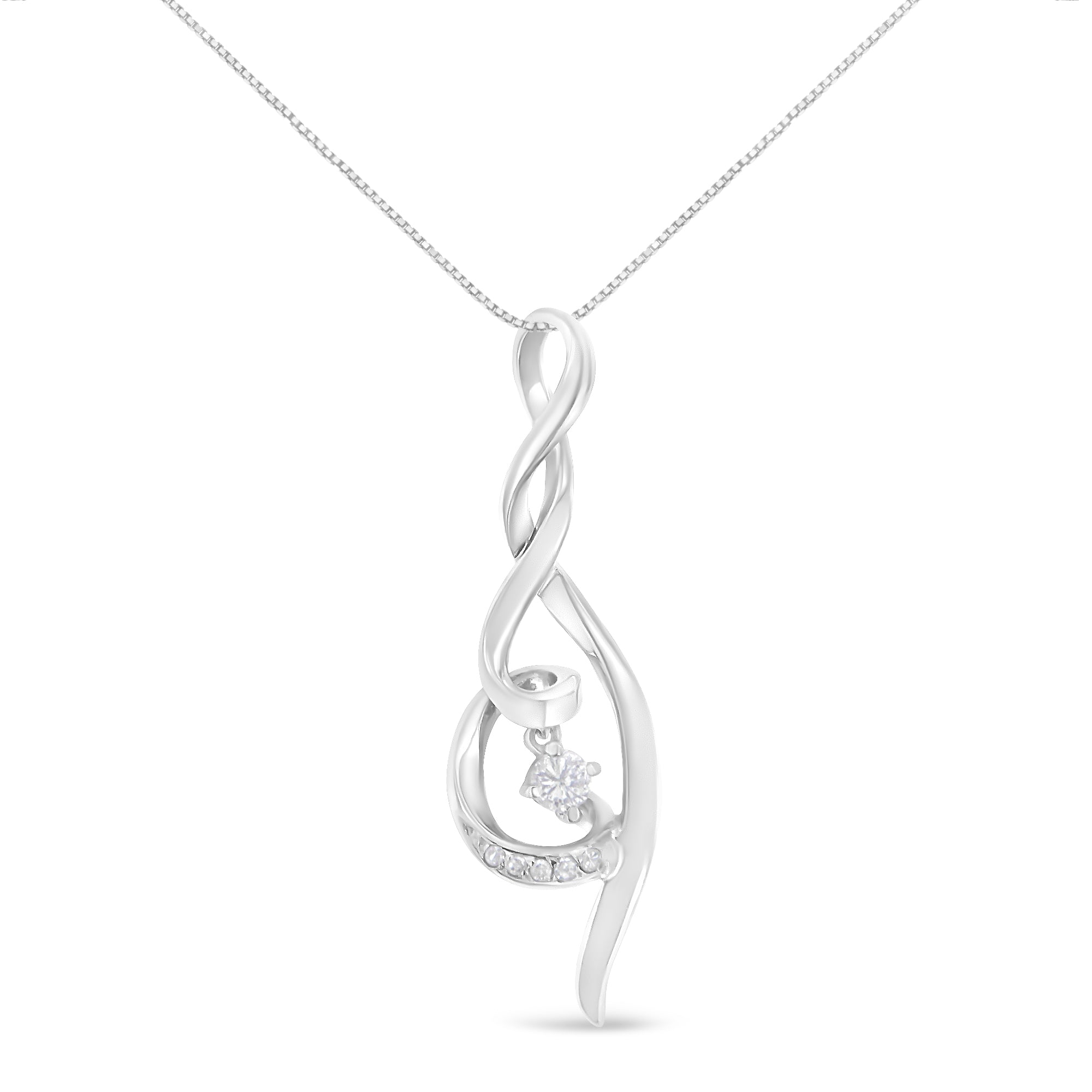 Espira 10K White Gold 1/10 cttw Diamond Swirl Pendant Necklace I-J, I1-I2 on sale at MyriadMart
