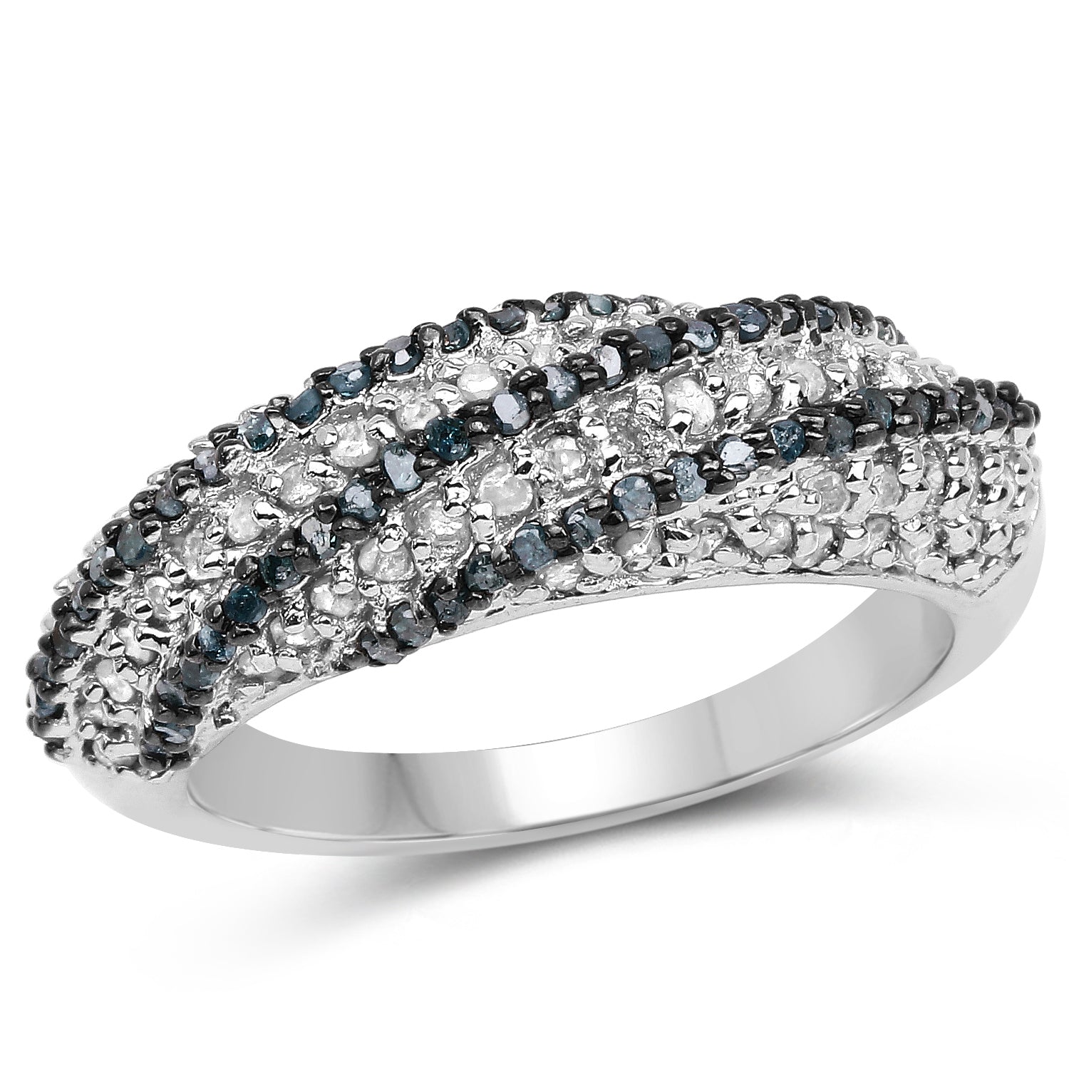 1.25 Carat Genuine Blue Diamond & White Diamond .925 Sterling Silver Ring on sale at MyriadMart