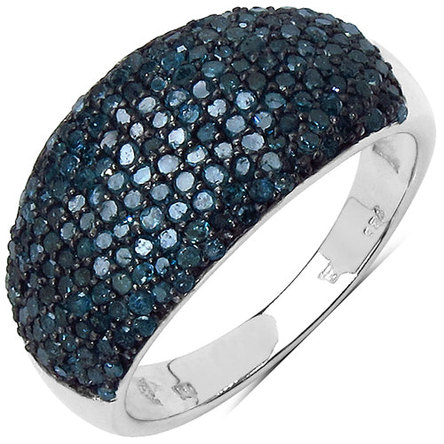 0.99 Carat Genuine Blue Diamond Sterling Silver Ring on sale at MyriadMart
