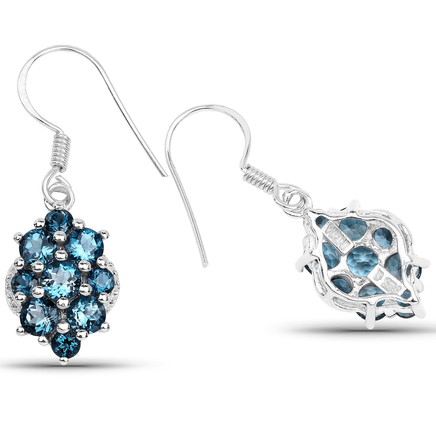 4.32 Carat Genuine London Blue Topaz .925 Sterling Silver Earrings on sale at MyriadMart